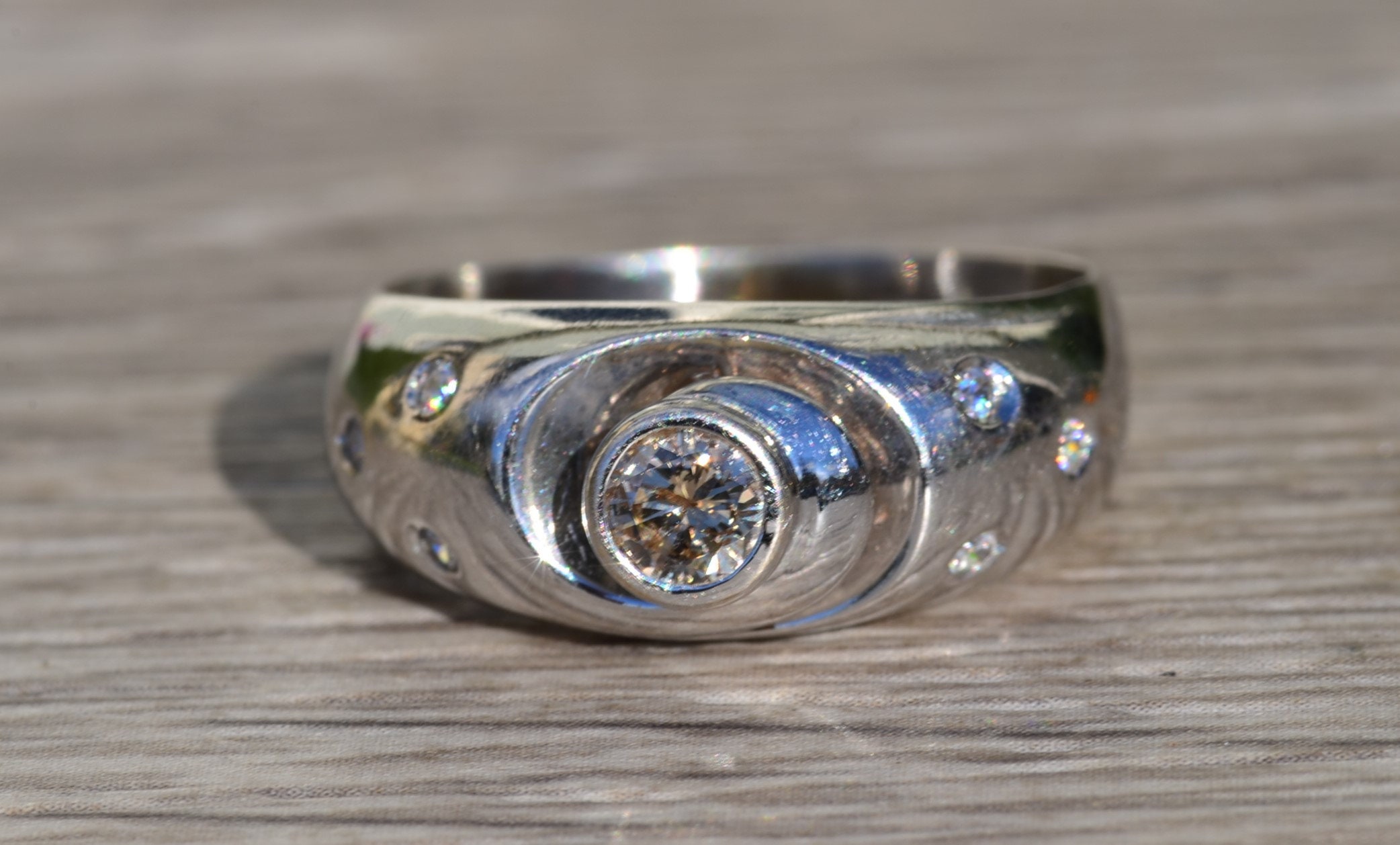 The Benzonia: Men's Vintage 14K White Gold Diamond Ring - Image 7