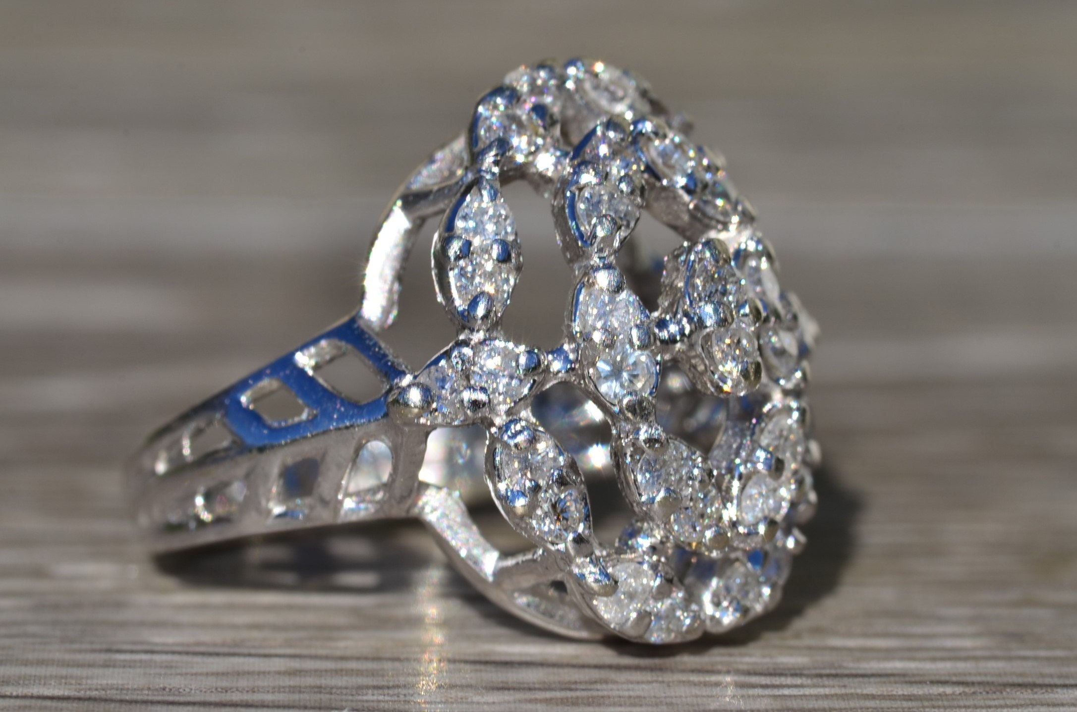 The Escanaba: Ladies Signed Bristol 14K White Gold Cocktail Ring set with 0.85 CTW Diamonds - Image 6