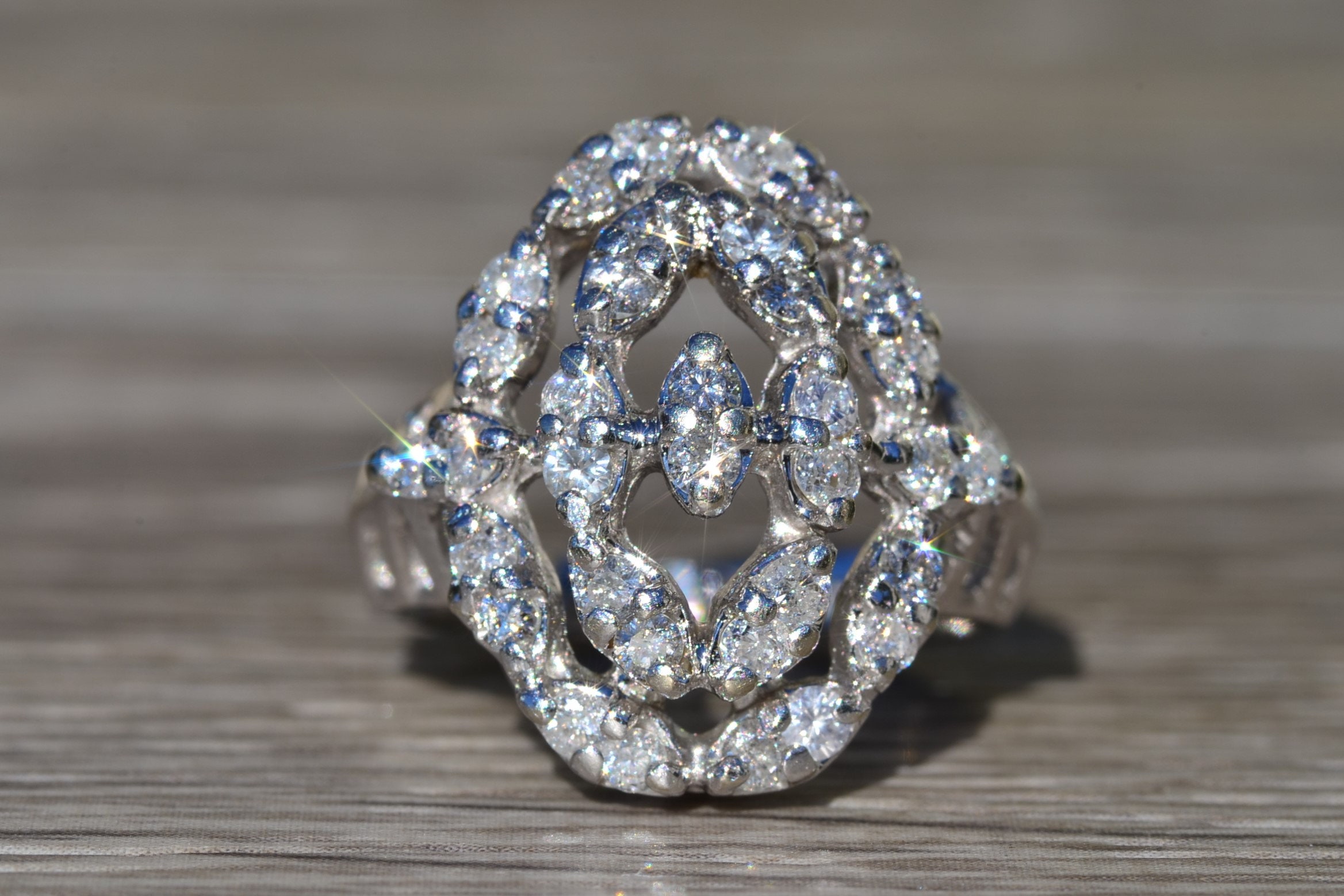 The Escanaba: Ladies Signed Bristol 14K White Gold Cocktail Ring set with 0.85 CTW Diamonds - Image 2
