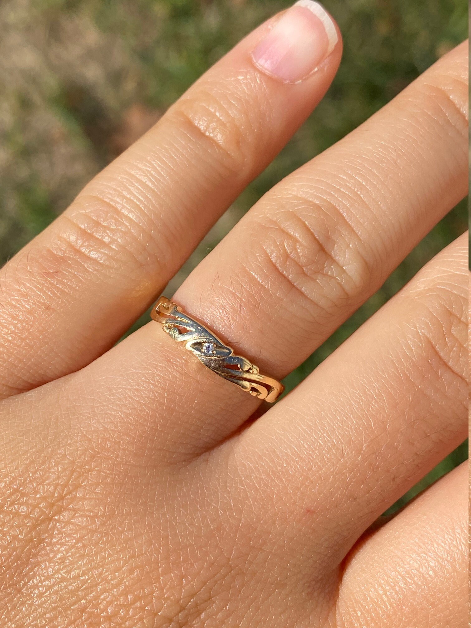 SOLD - The Jenison: Ladies Antique Signed 14K Gold Handmade Diamond Band Circa 1900 - Image 8