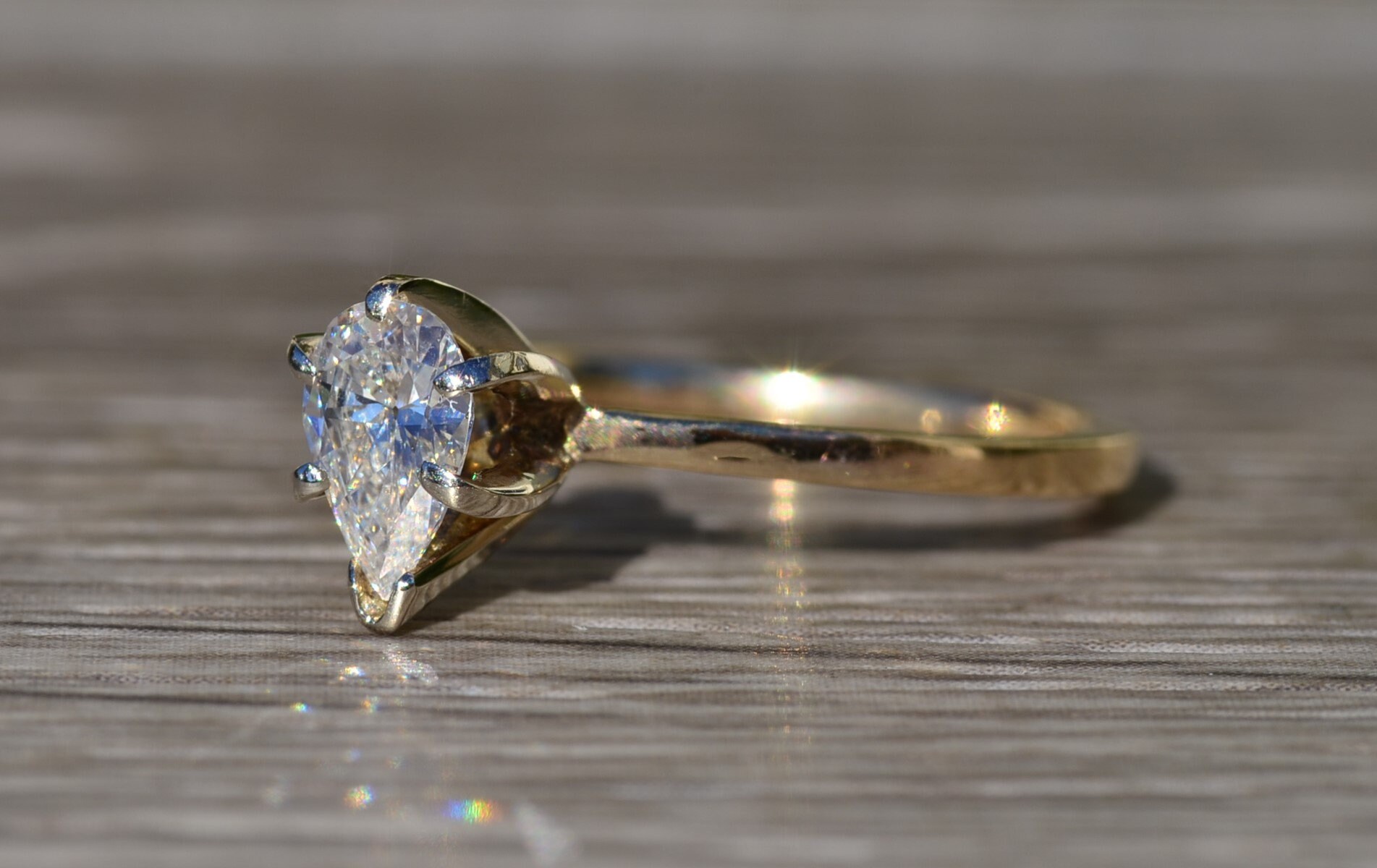 SOLD - The Lapeer: Ladies 14K Gold Diamond Engagement Ring set with 0.45 CT Pear Shaped Center - Image 4
