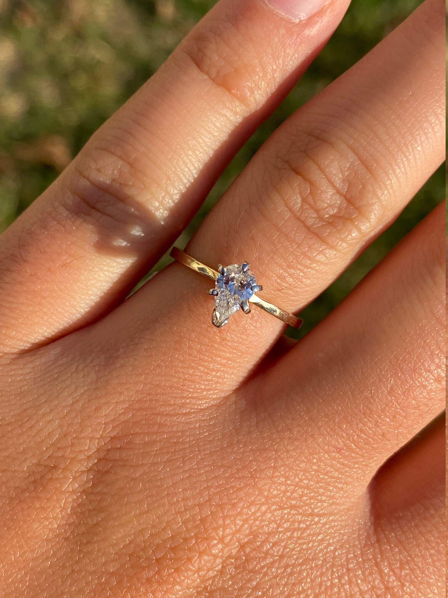 SOLD - The Lapeer: Ladies 14K Gold Diamond Engagement Ring set with 0.45 CT Pear Shaped Center - Image 9