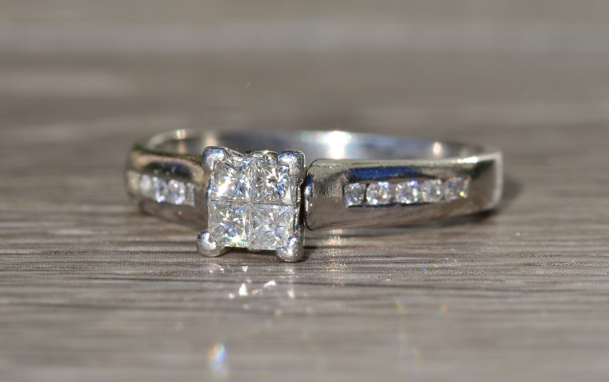The Mancelona Village: Ladies Platinum Engagement Ring set with Princess Cut Diamonds - Image 3