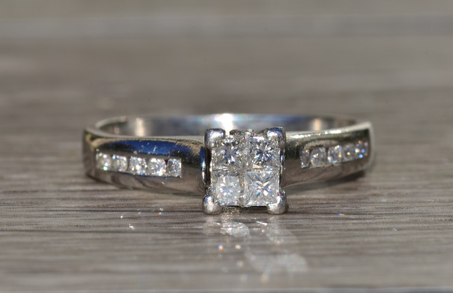 The Mancelona Village: Ladies Platinum Engagement Ring set with Princess Cut Diamonds - Image 6