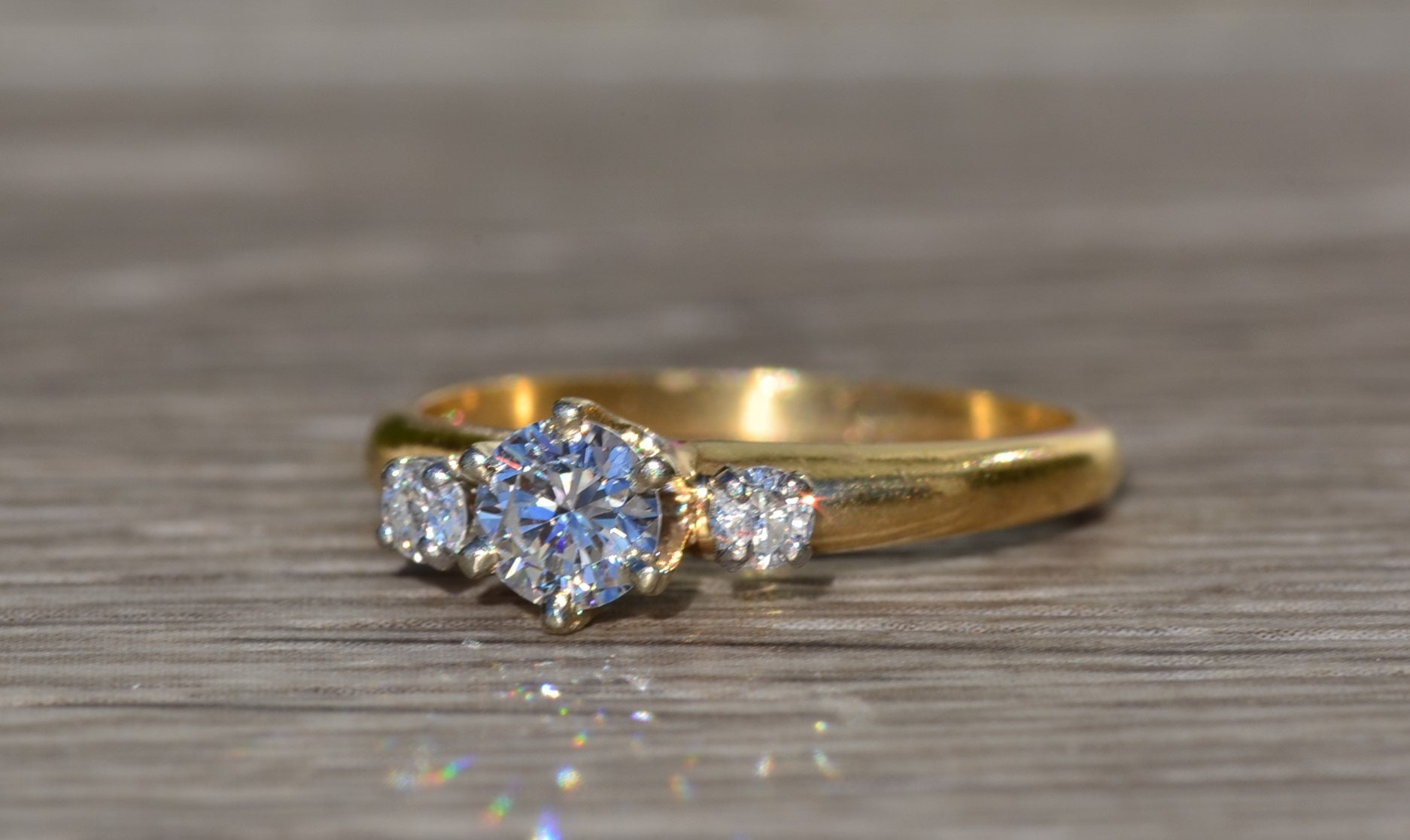 SOLD - The Angleton: Ladies 14K Trilogy Engagement Ring set with 0.36 CT Center Diamond - Image 4