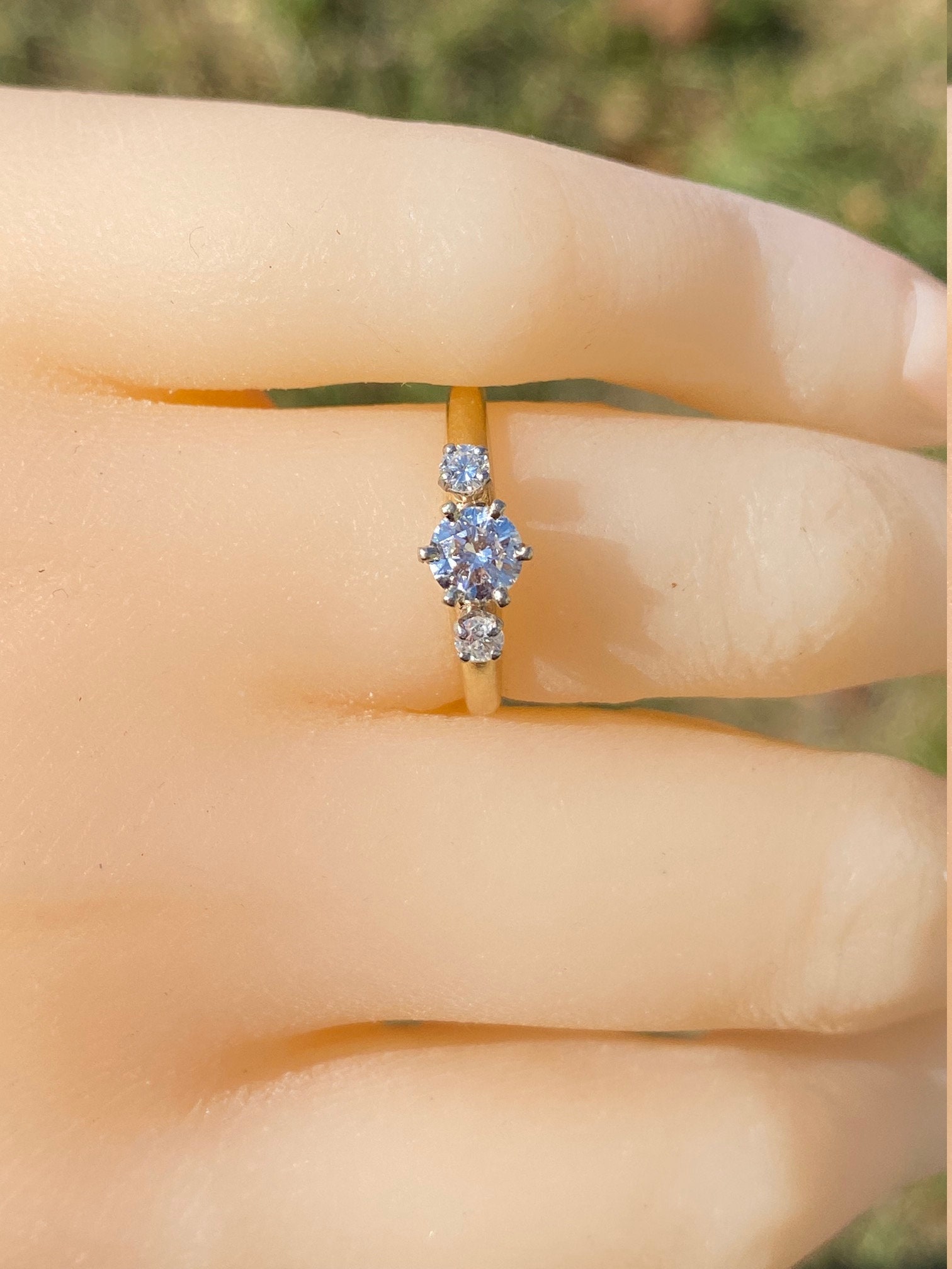 SOLD - The Angleton: Ladies 14K Trilogy Engagement Ring set with 0.36 CT Center Diamond - Image 10