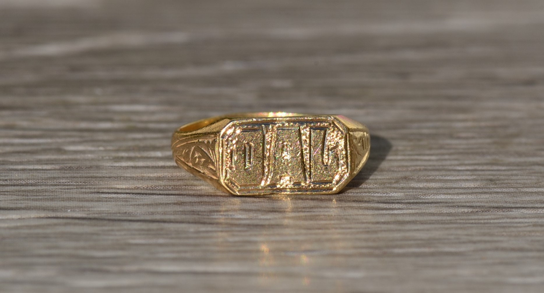 The Humble: Vintage Children's 14K Yellow Gold Hand Engraved Ring - Image 7