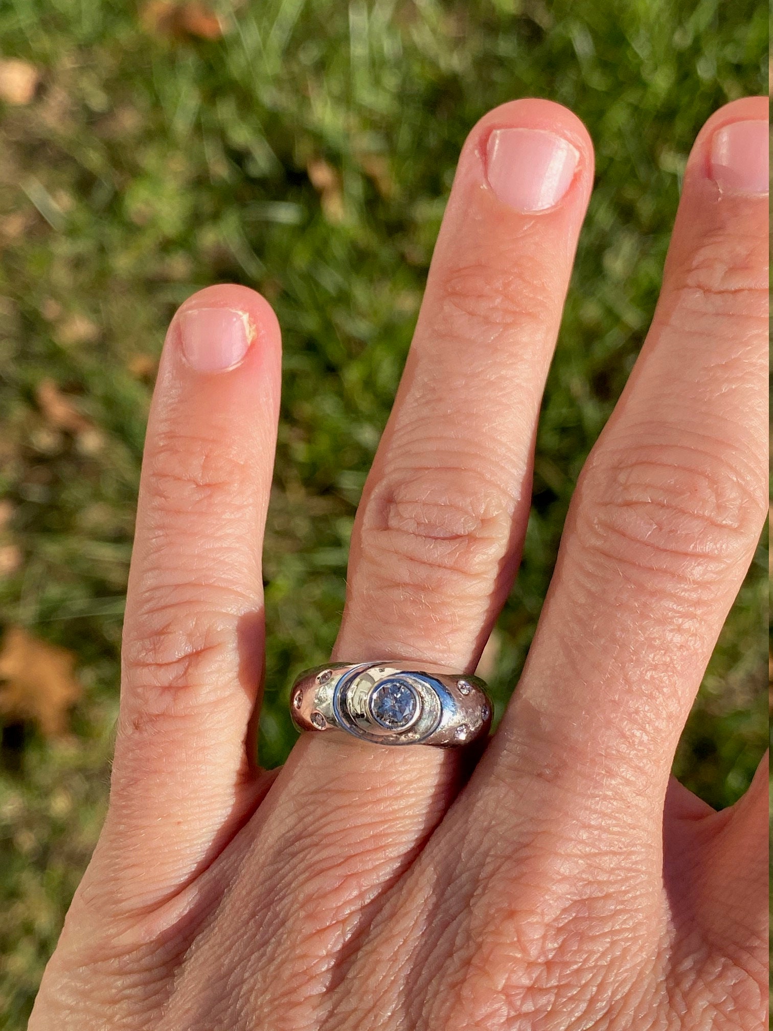 The Benzonia: Men's Vintage 14K White Gold Diamond Ring - Image 8