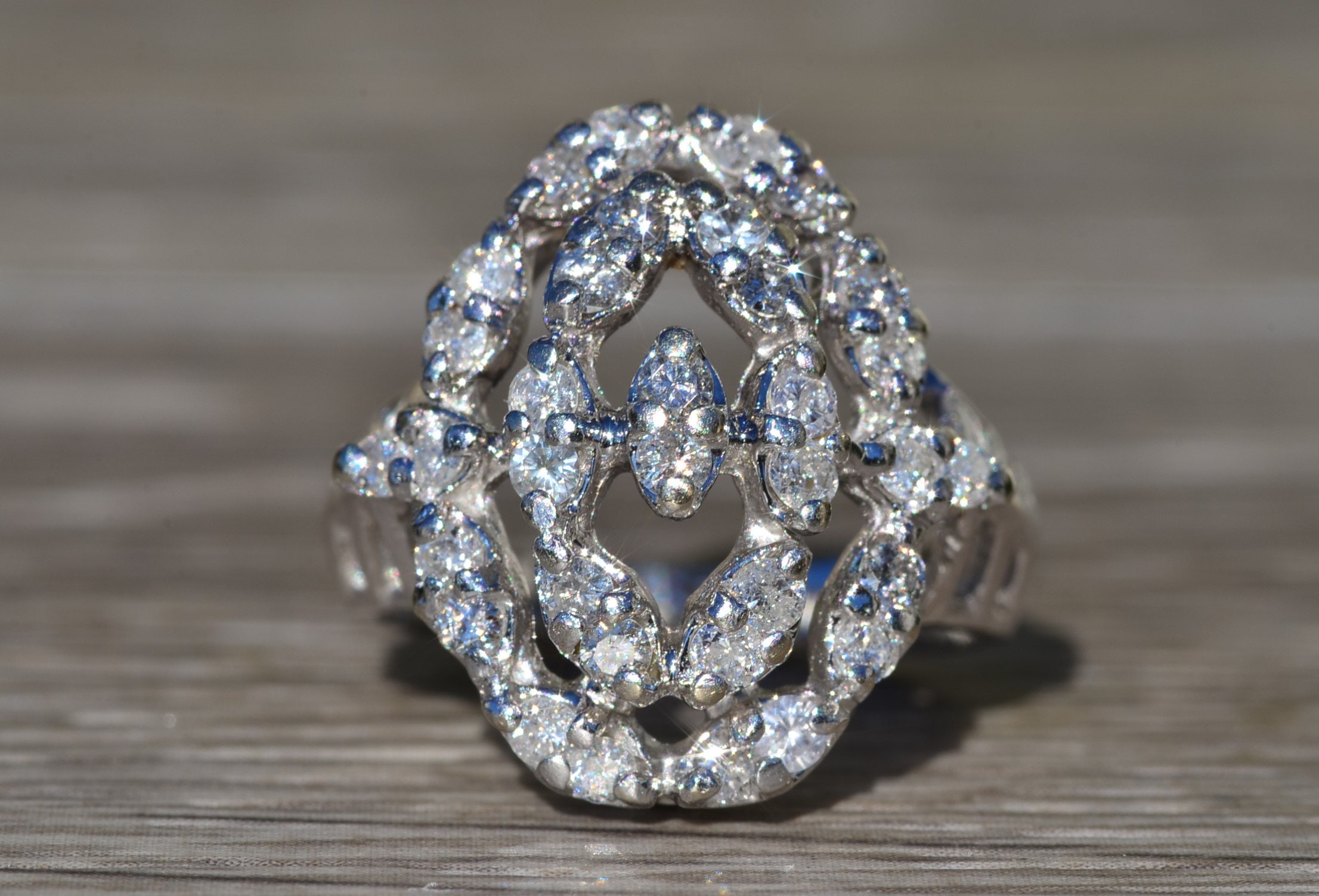 The Escanaba: Ladies Signed Bristol 14K White Gold Cocktail Ring set with 0.85 CTW Diamonds - Image 7