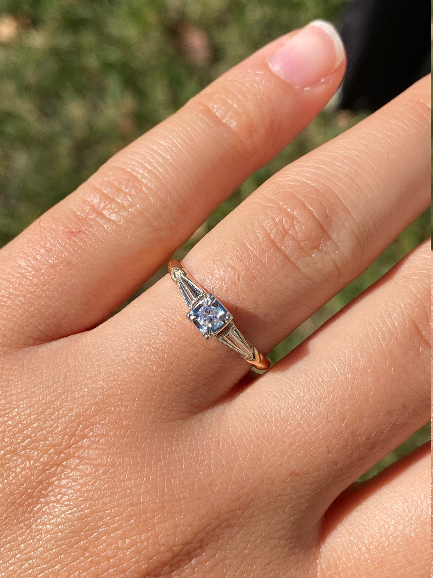 SOLD - The Galien: Ladies Art Deco 14K Gold Engagement Ring set with Diamond - Image 8