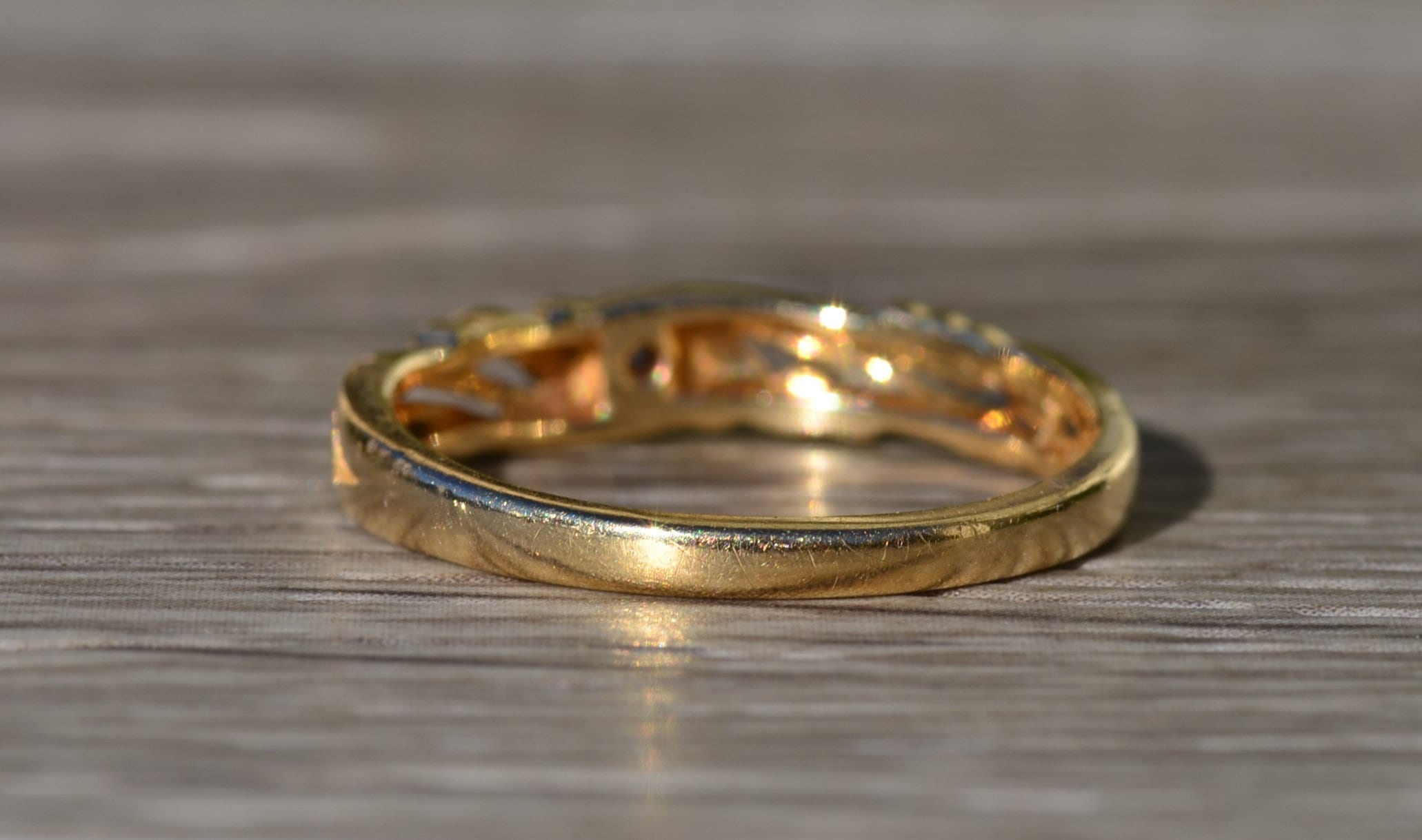 SOLD - The Jenison: Ladies Antique Signed 14K Gold Handmade Diamond Band Circa 1900 - Image 4