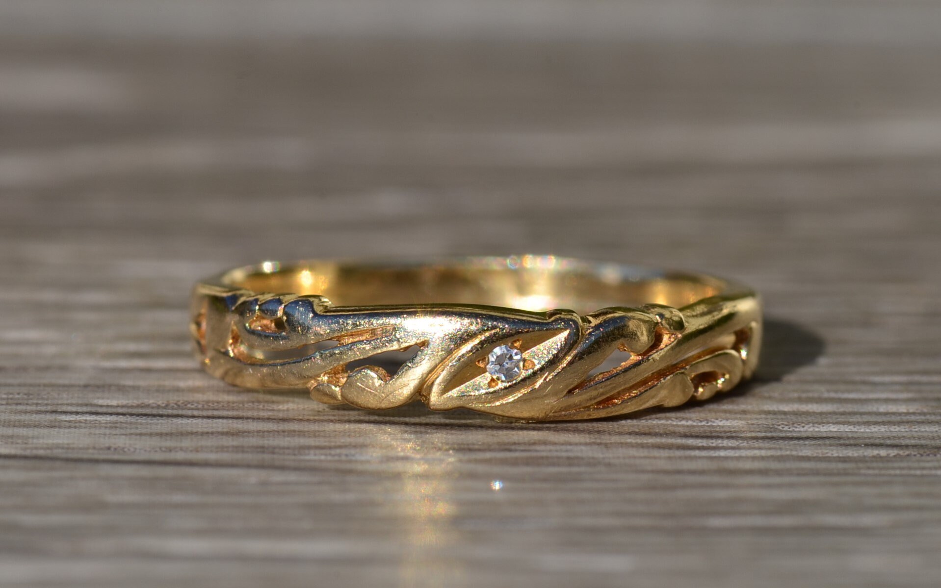 SOLD - The Jenison: Ladies Antique Signed 14K Gold Handmade Diamond Band Circa 1900 - Image 7