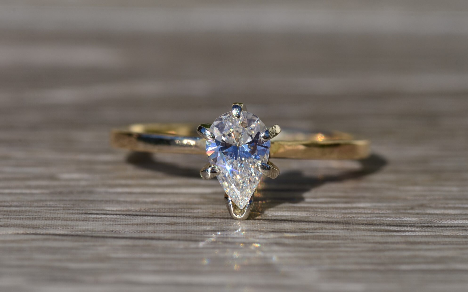 SOLD - The Lapeer: Ladies 14K Gold Diamond Engagement Ring set with 0.45 CT Pear Shaped Center - Image 3