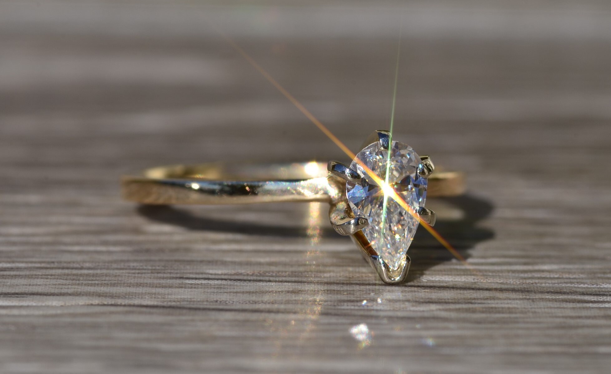 SOLD - The Lapeer: Ladies 14K Gold Diamond Engagement Ring set with 0.45 CT Pear Shaped Center - Image 7
