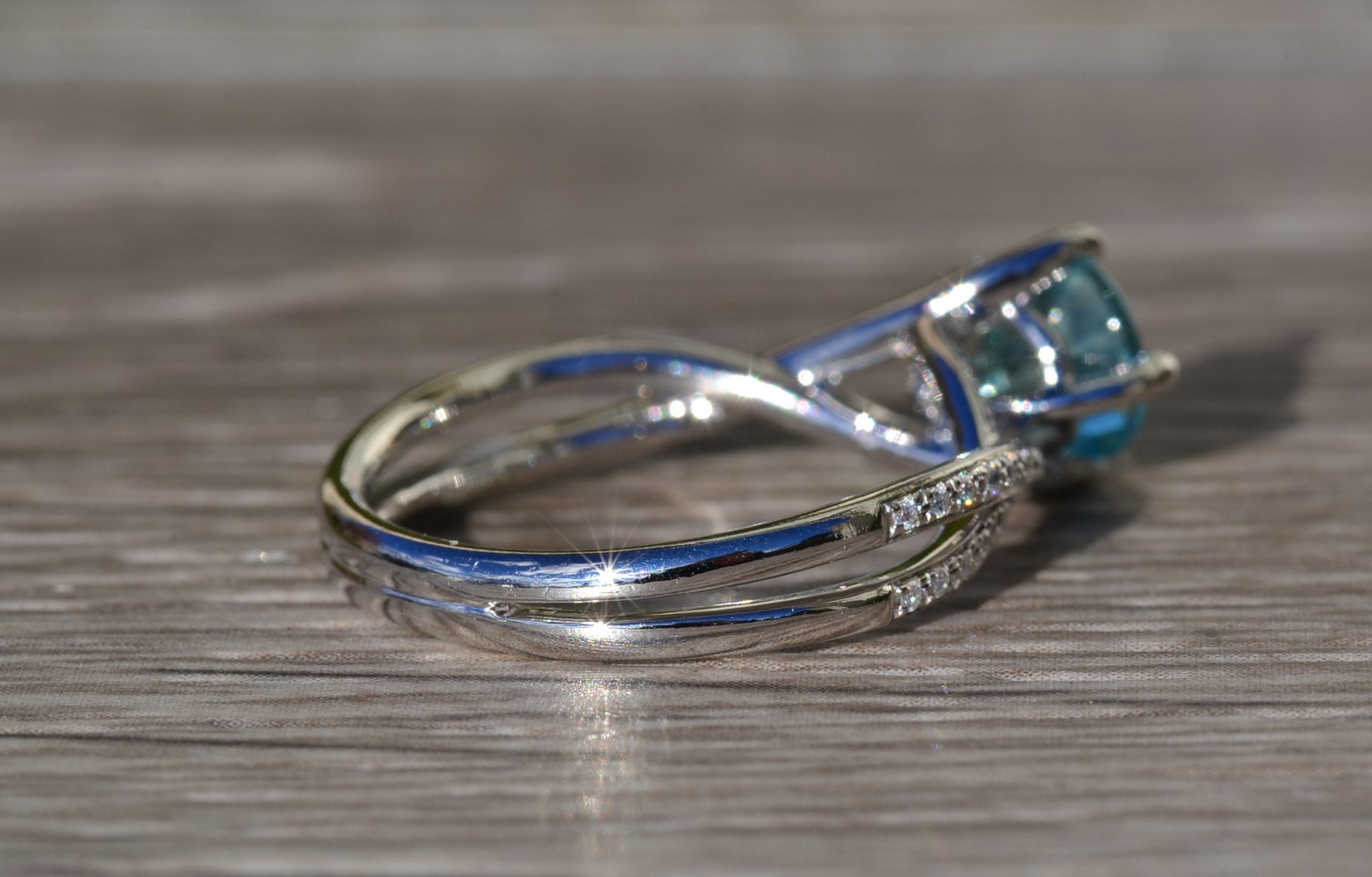 The El Cajon: Pariaba Engagement Ring in Platinum - Image 5