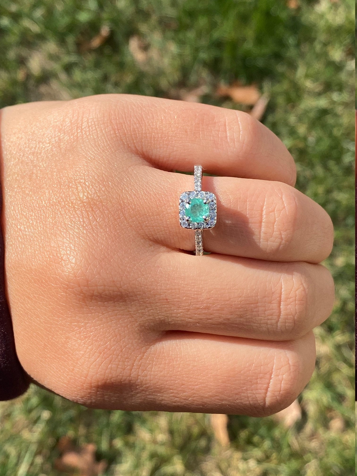 SOLD - The Lemon Grove: Colombian Emerald Engagement Ring - Image 11