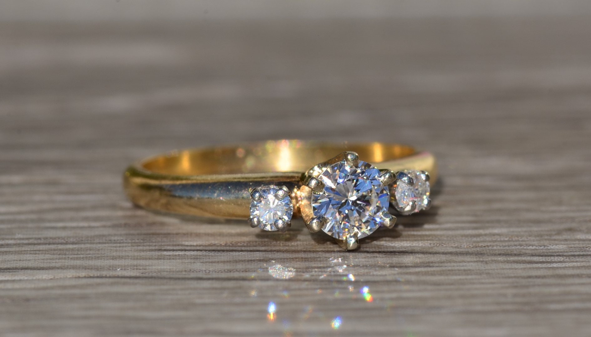 SOLD - The Angleton: Ladies 14K Trilogy Engagement Ring set with 0.36 CT Center Diamond - Image 7