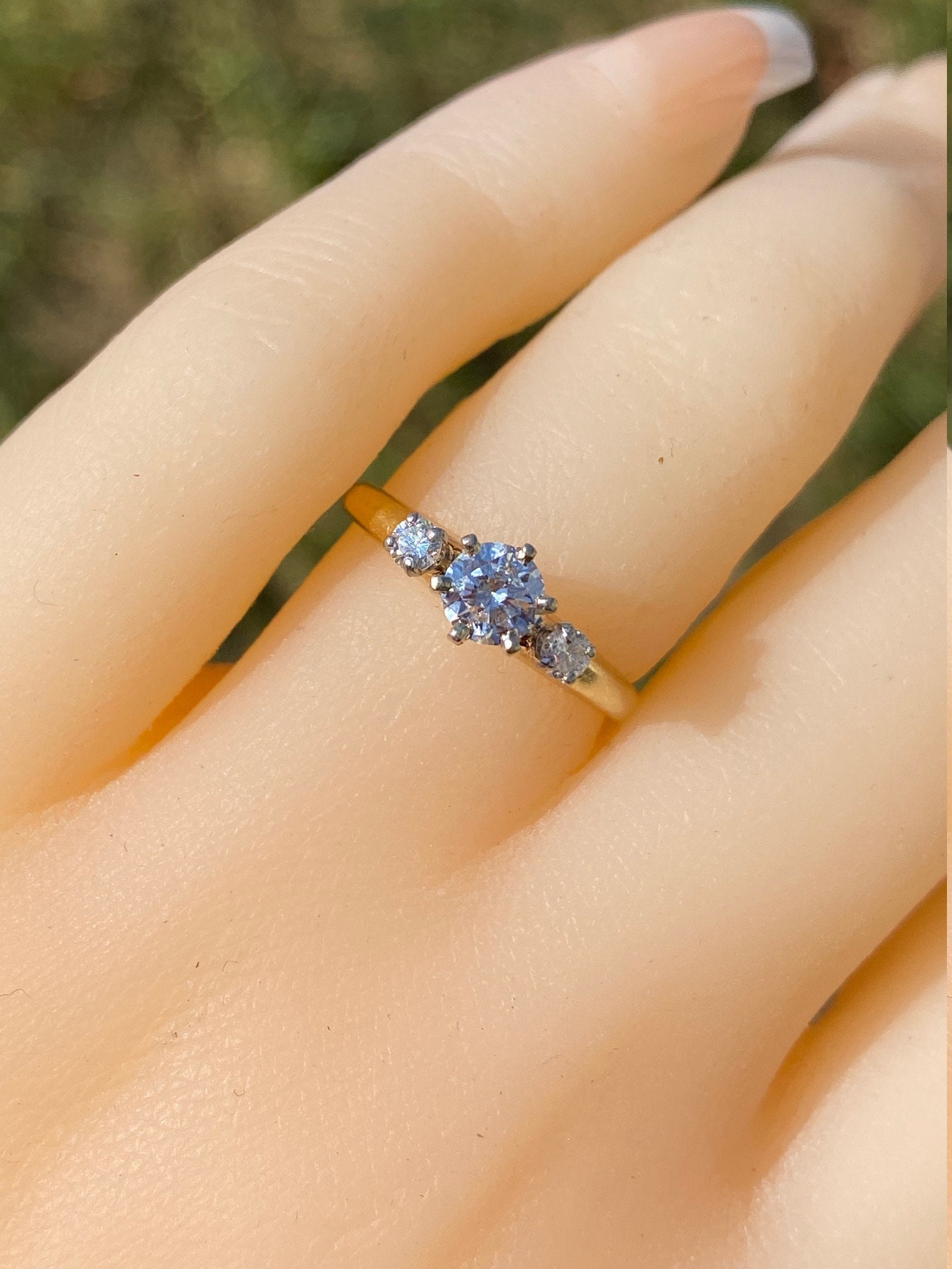 SOLD - The Angleton: Ladies 14K Trilogy Engagement Ring set with 0.36 CT Center Diamond - Image 8