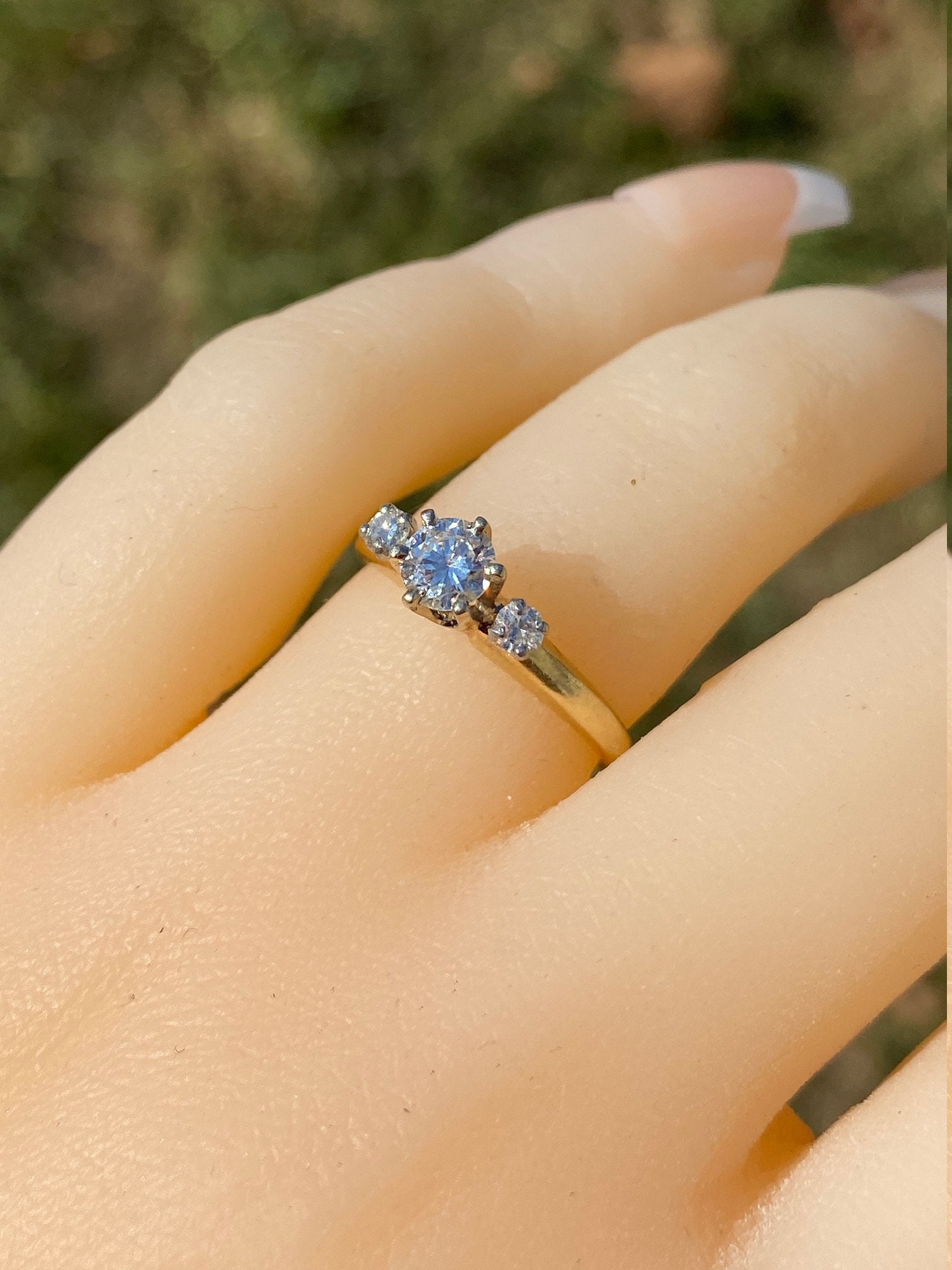 SOLD - The Angleton: Ladies 14K Trilogy Engagement Ring set with 0.36 CT Center Diamond - Image 9