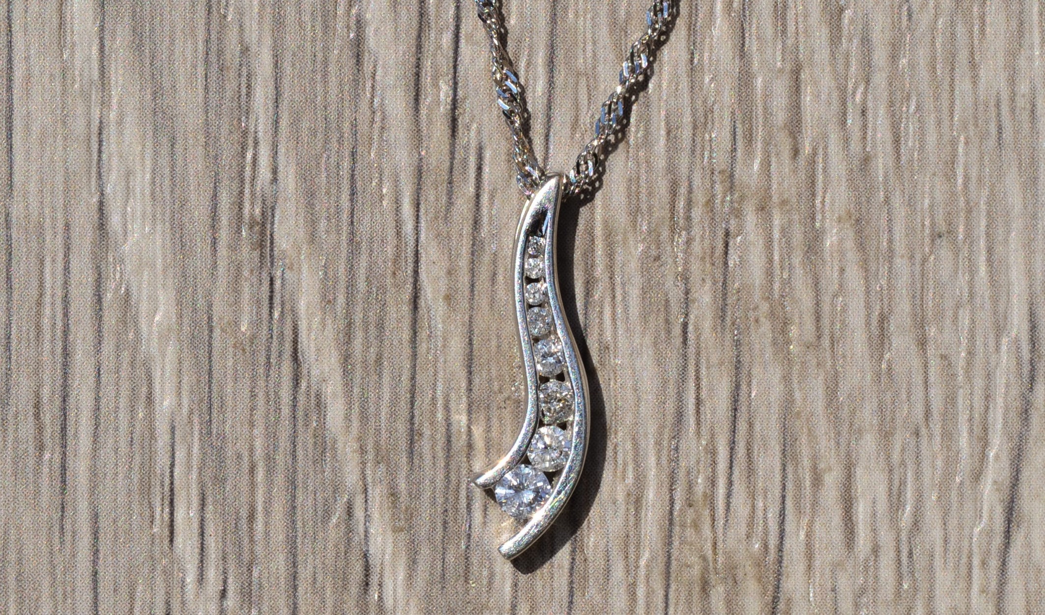 The Pleak: Ladies 14K White Gold Journey Necklace set with Diamonds - Image 2
