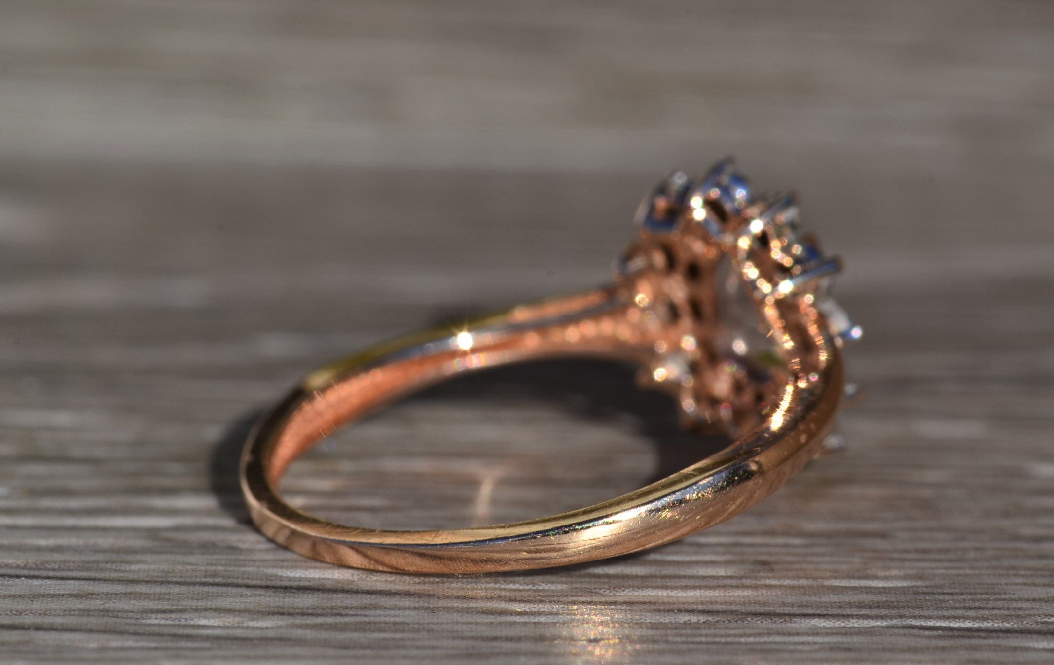 SOLD - The Thames: Ladies 14K Rose Gold Morganite and Diamond Halo Ring - Image 4