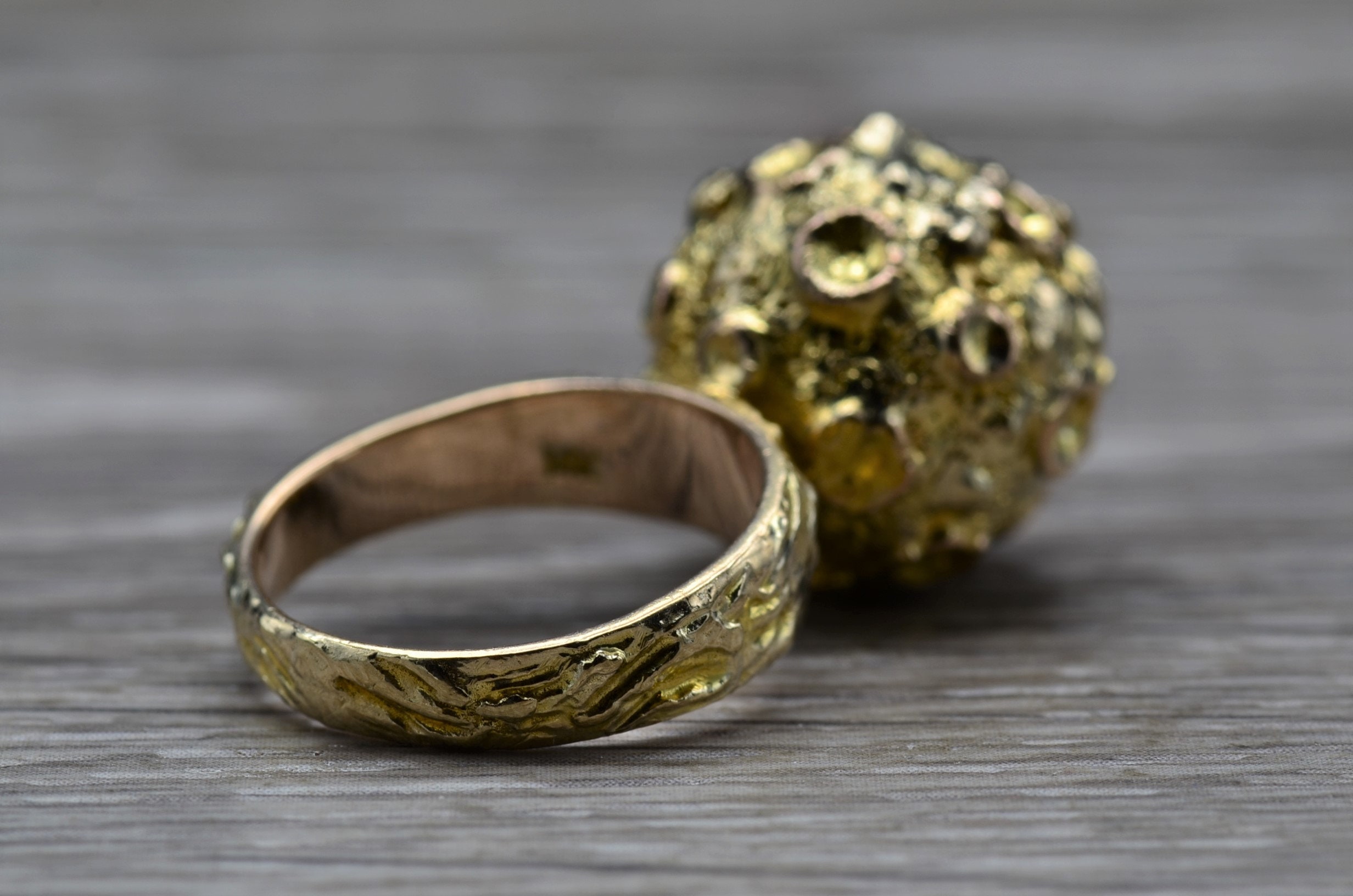 The Blissfield: Ladies Mid Century 14K Landing on the Moon Celestial Cocktail Ring - Image 4