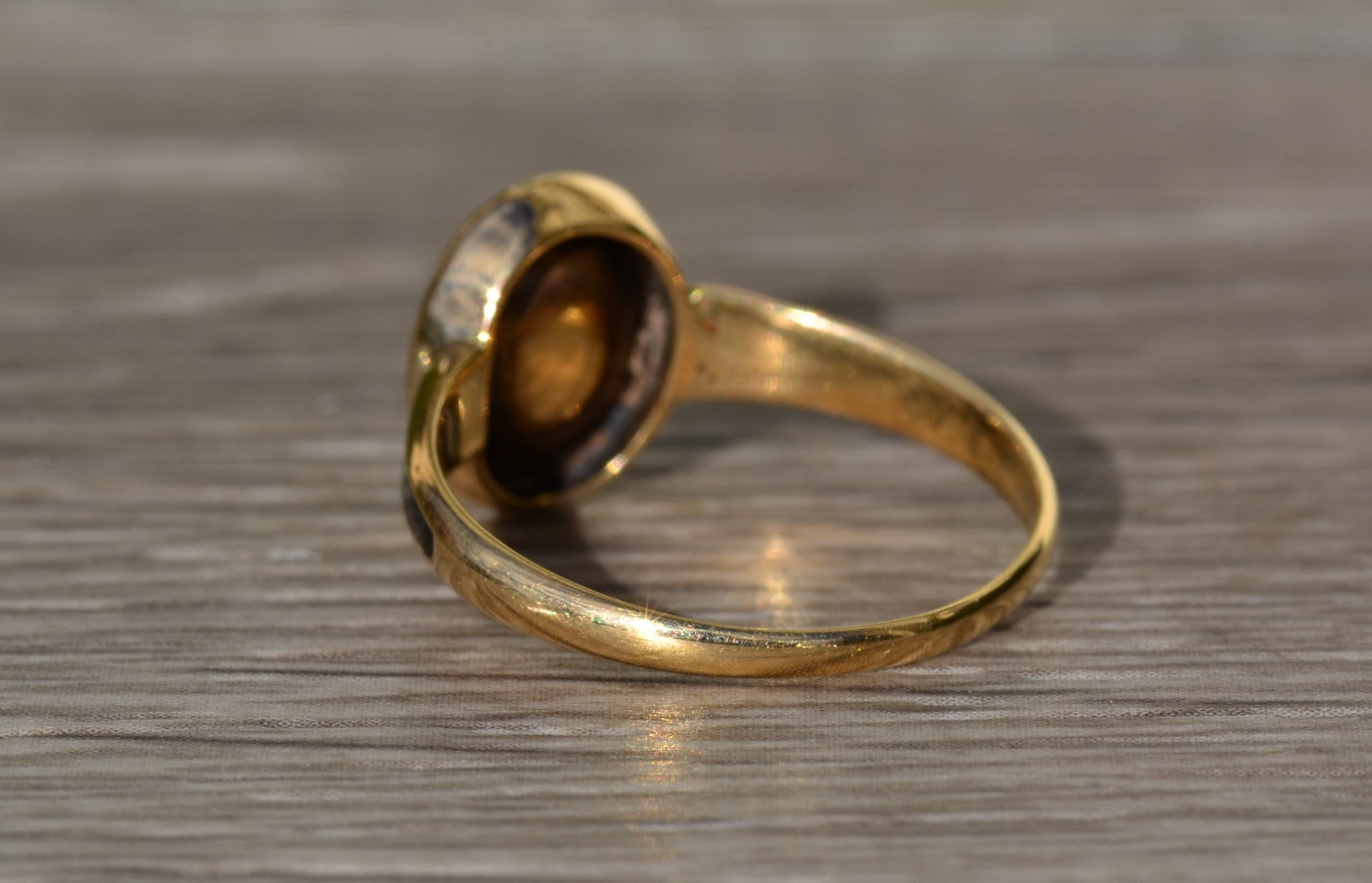 SOLD - The Fallbrook: Antique Georgian Engagement Ring set with Rose Cut Diamond and Black Enameled - Image 4