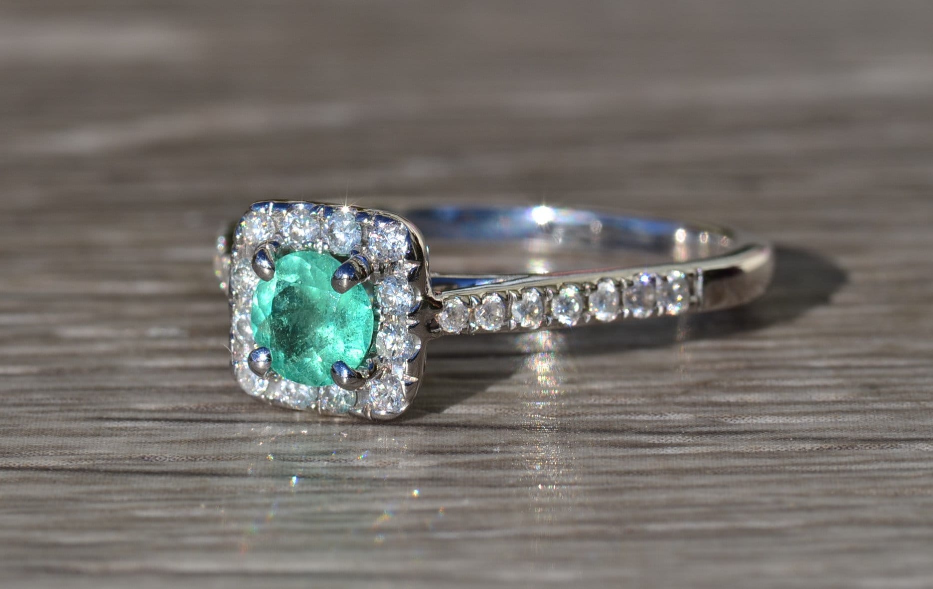 SOLD - The Lemon Grove: Colombian Emerald Engagement Ring - Image 3