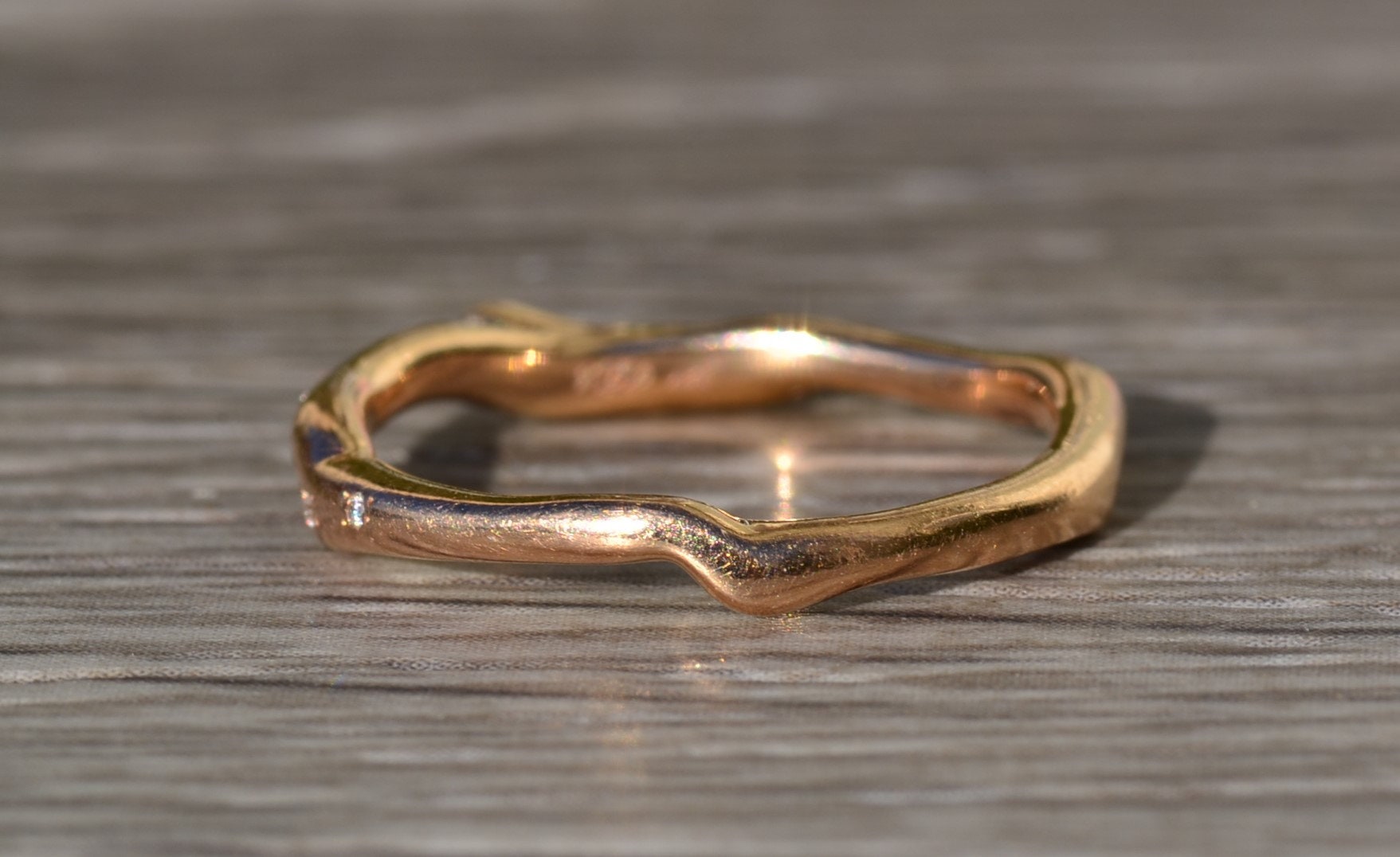 The Needville: Ladies Signed 14K Rose Gold Band set with Diamonds - Image 3