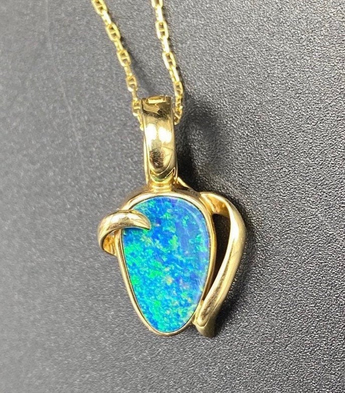 SOLD - The Joplin: Signed Australian Boulder Opal Necklace in Yellow Gold - Image 2