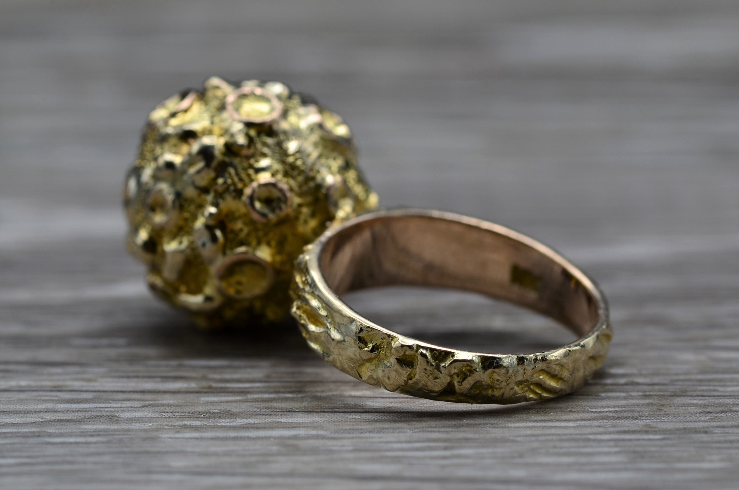 The Blissfield: Ladies Mid Century 14K Landing on the Moon Celestial Cocktail Ring - Image 6