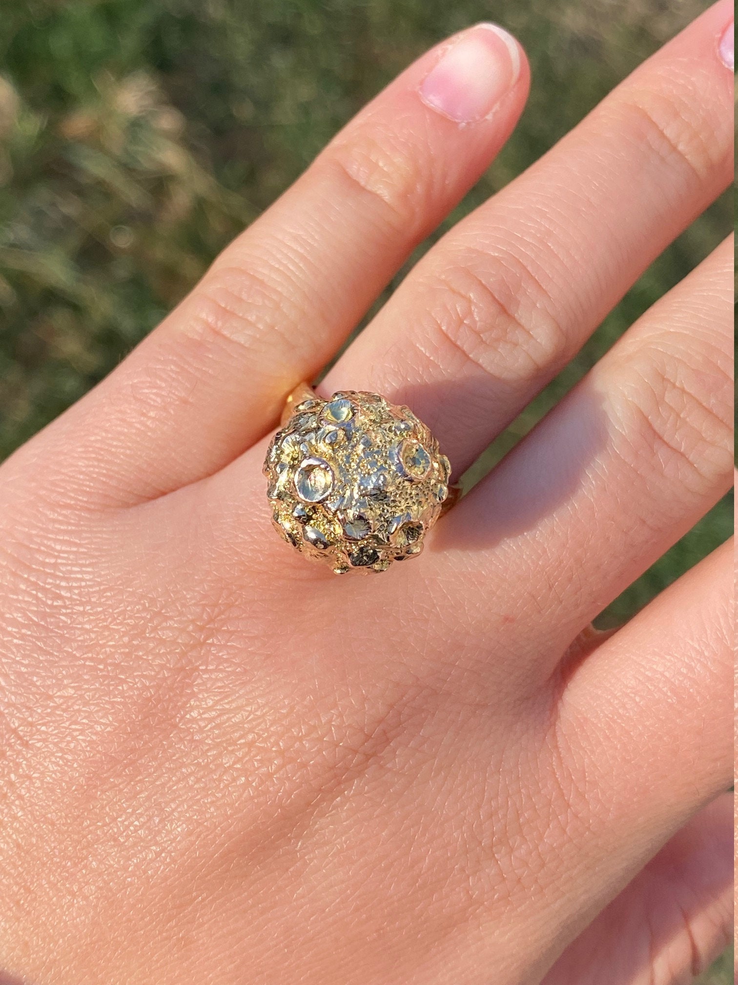 The Blissfield: Ladies Mid Century 14K Landing on the Moon Celestial Cocktail Ring - Image 9
