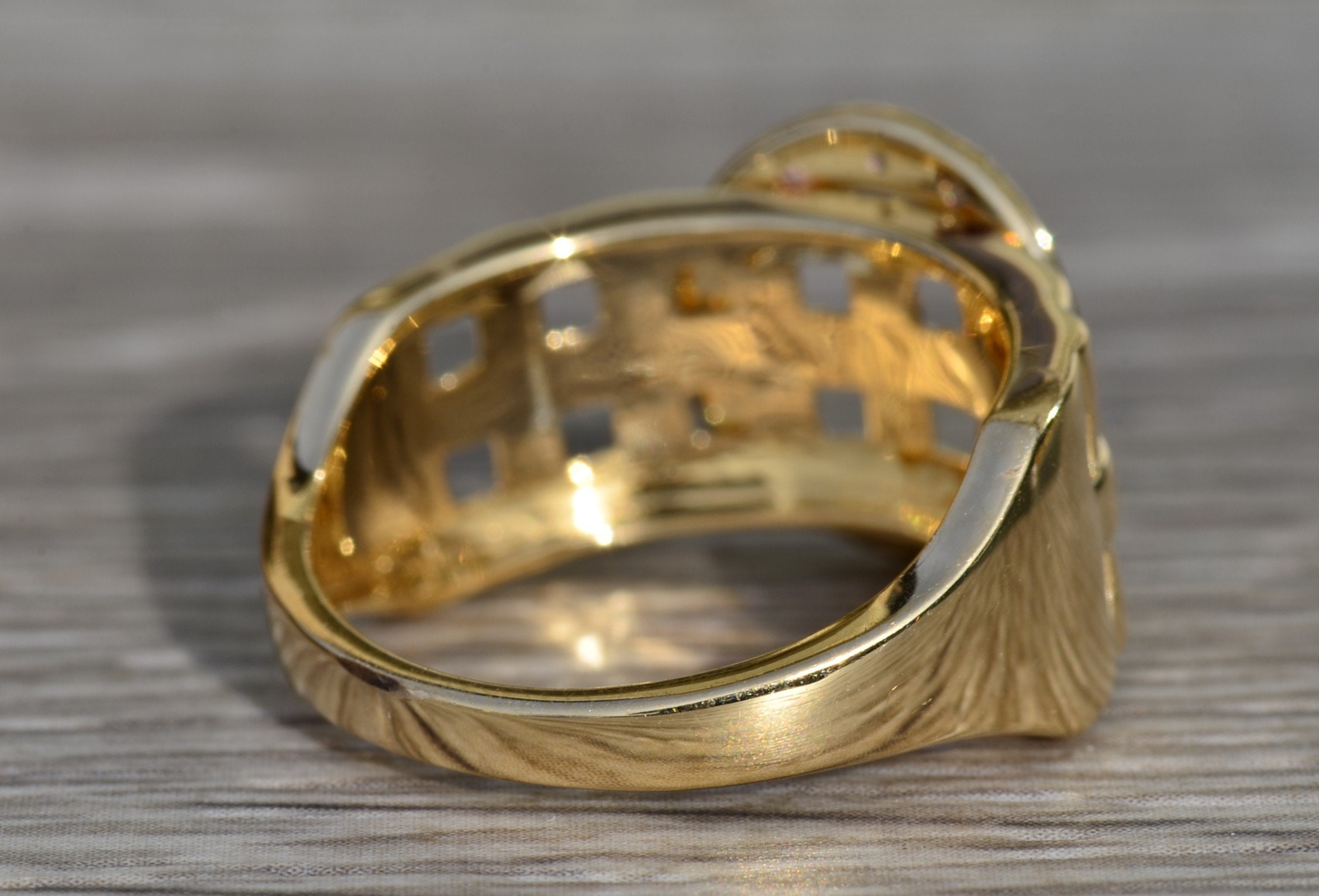 SOLD - The Nolensville: Ladies 14K Gold Diamond Buckle Ring - Image 5