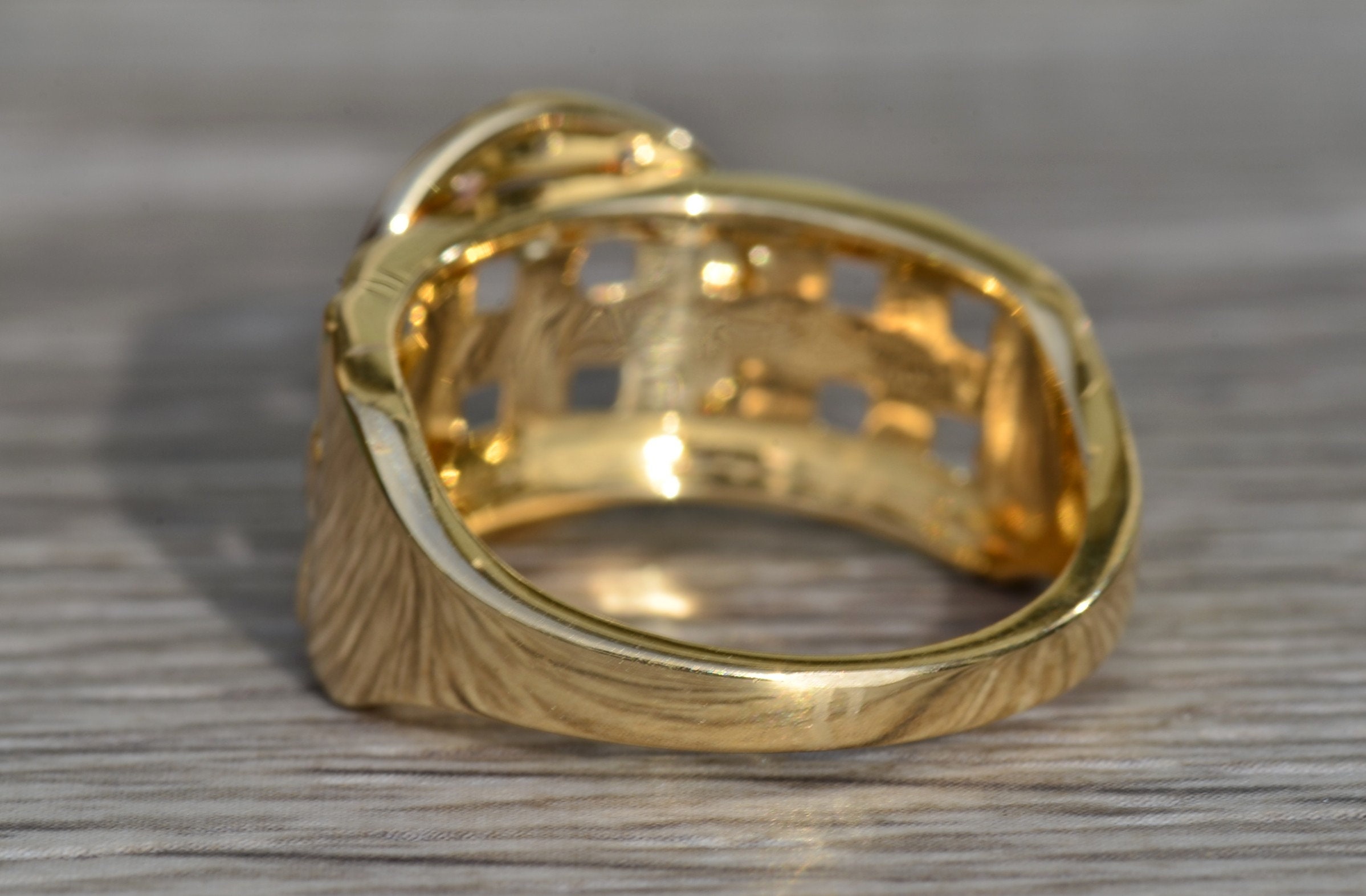 SOLD - The Nolensville: Ladies 14K Gold Diamond Buckle Ring - Image 4