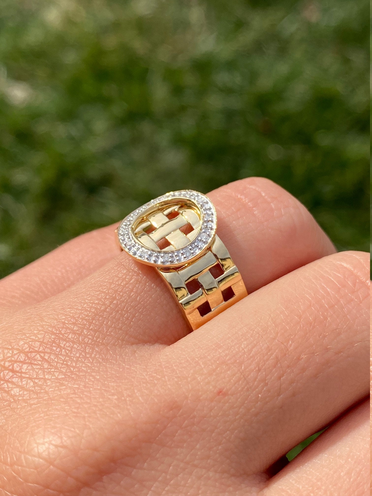 SOLD - The Nolensville: Ladies 14K Gold Diamond Buckle Ring - Image 9