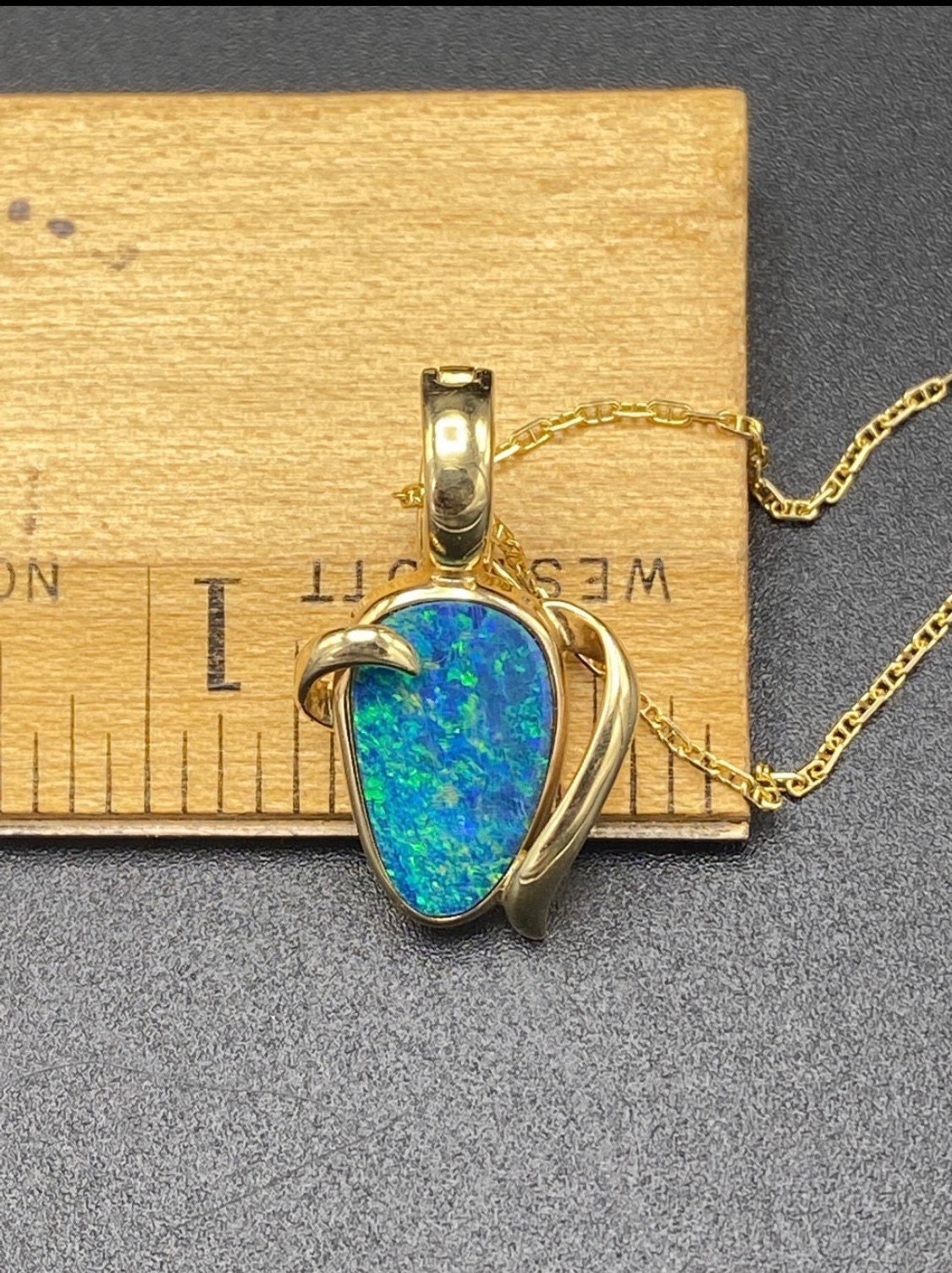 SOLD - The Joplin: Signed Australian Boulder Opal Necklace in Yellow Gold - Image 3