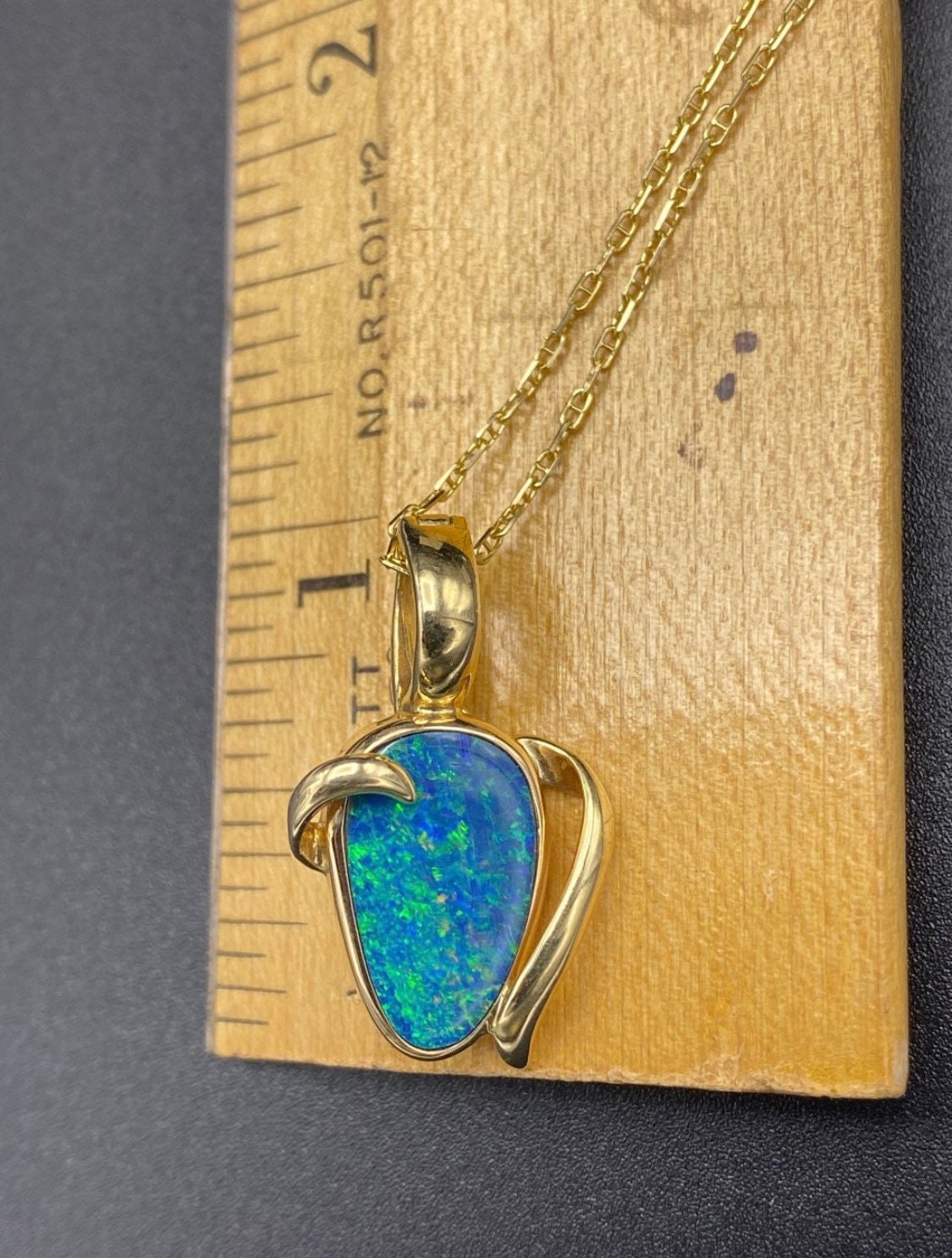 SOLD - The Joplin: Signed Australian Boulder Opal Necklace in Yellow Gold - Image 4