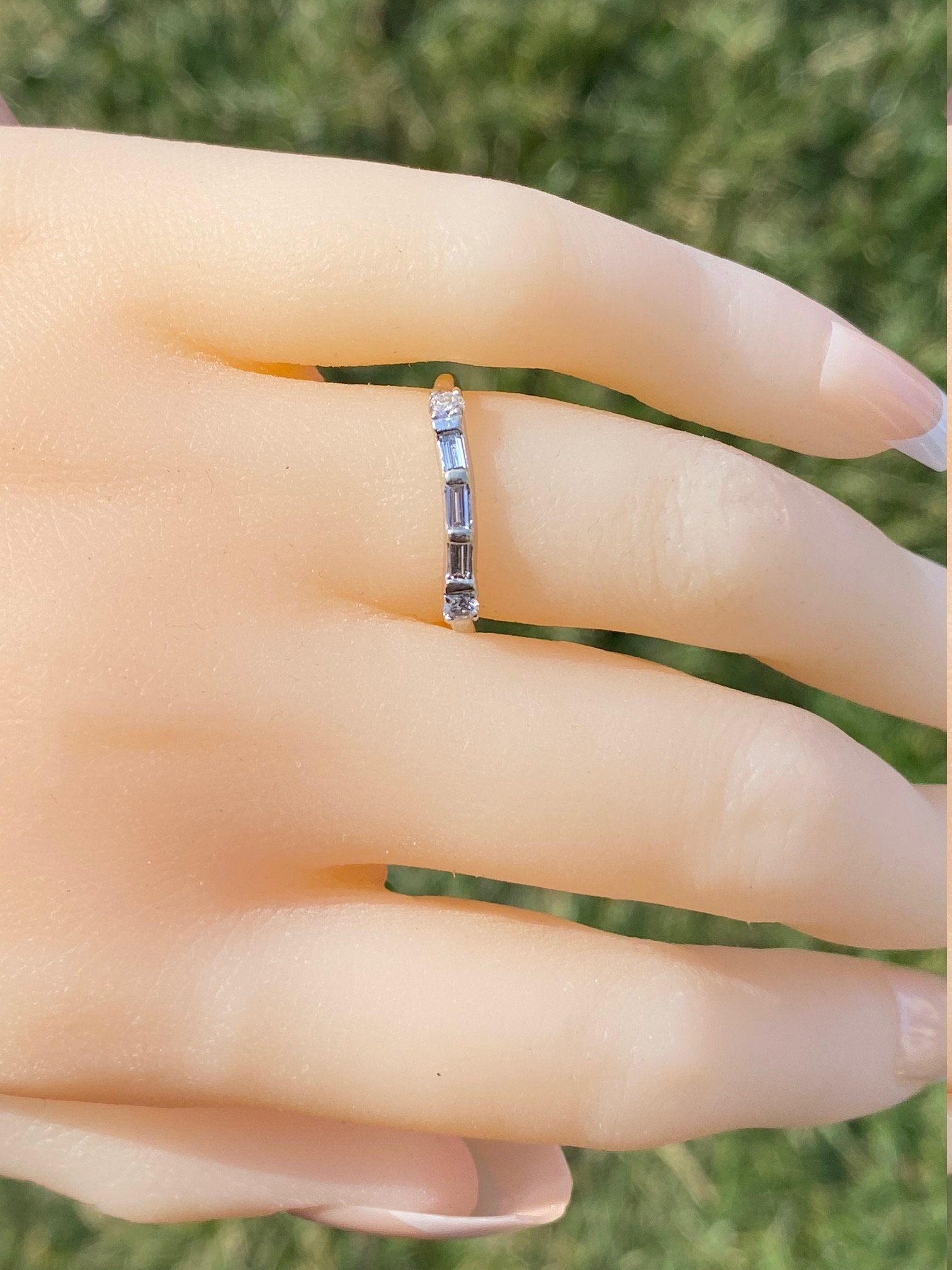 SOLD - The Claiborne: Ladies 14K White Gold Wedding Band set with Diamonds - Image 10