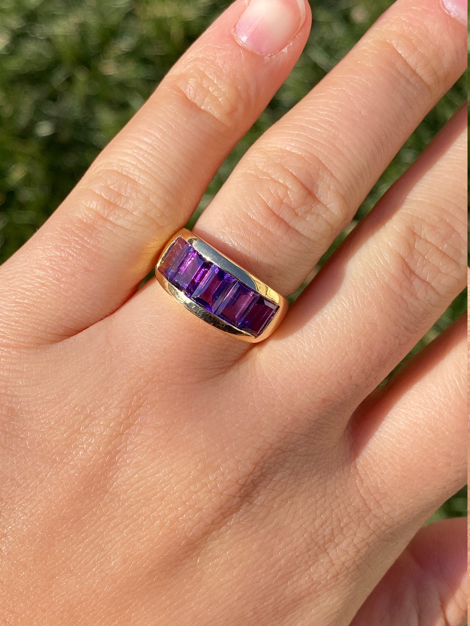 SOLD - The Medina: Ladies 14K Yellow Gold Band set with Amethyst - Image 9