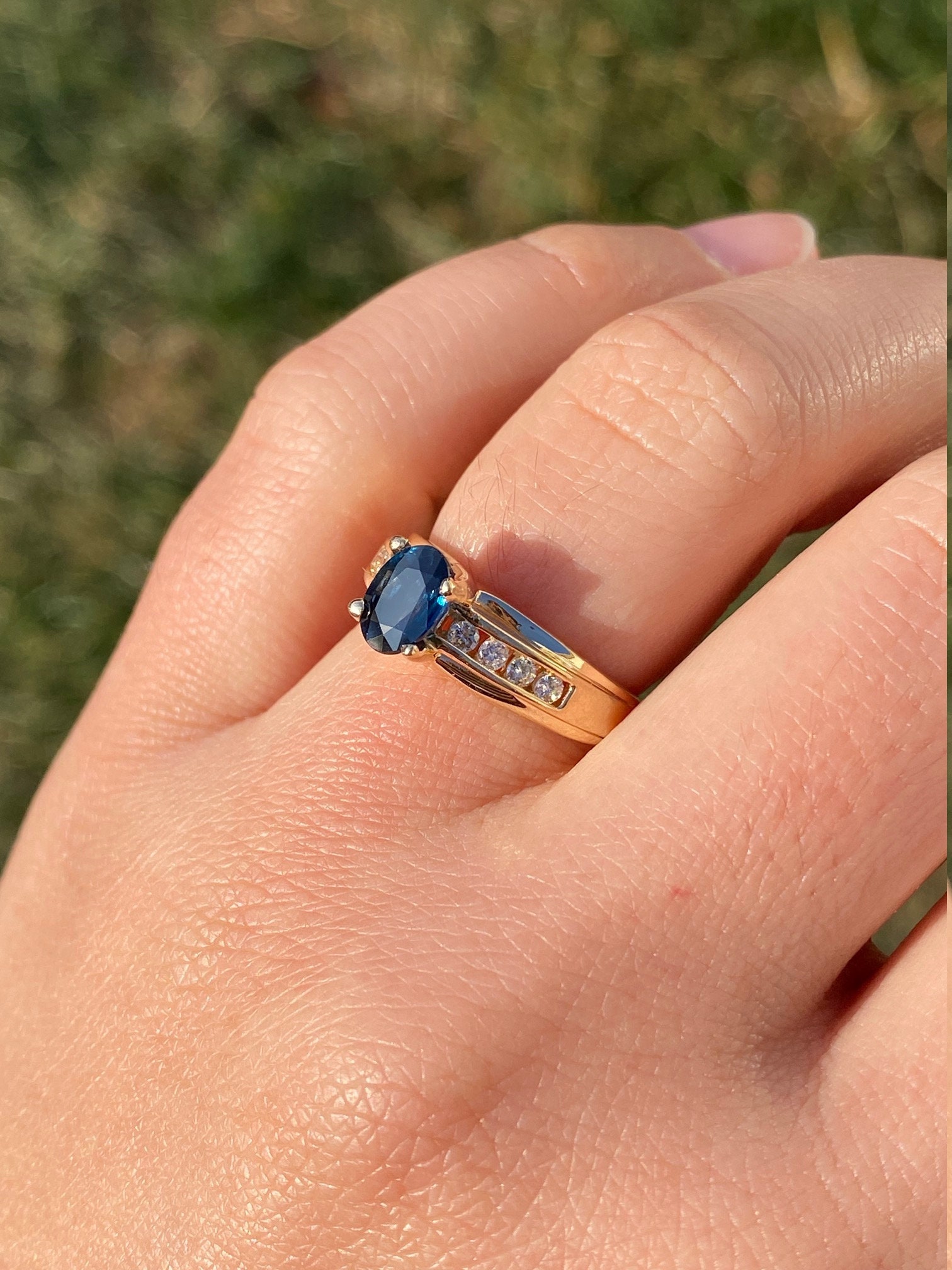 SOLD - The Piperton: Ladies 14K Engagement Ring set with Sapphire and Diamonds - Image 9
