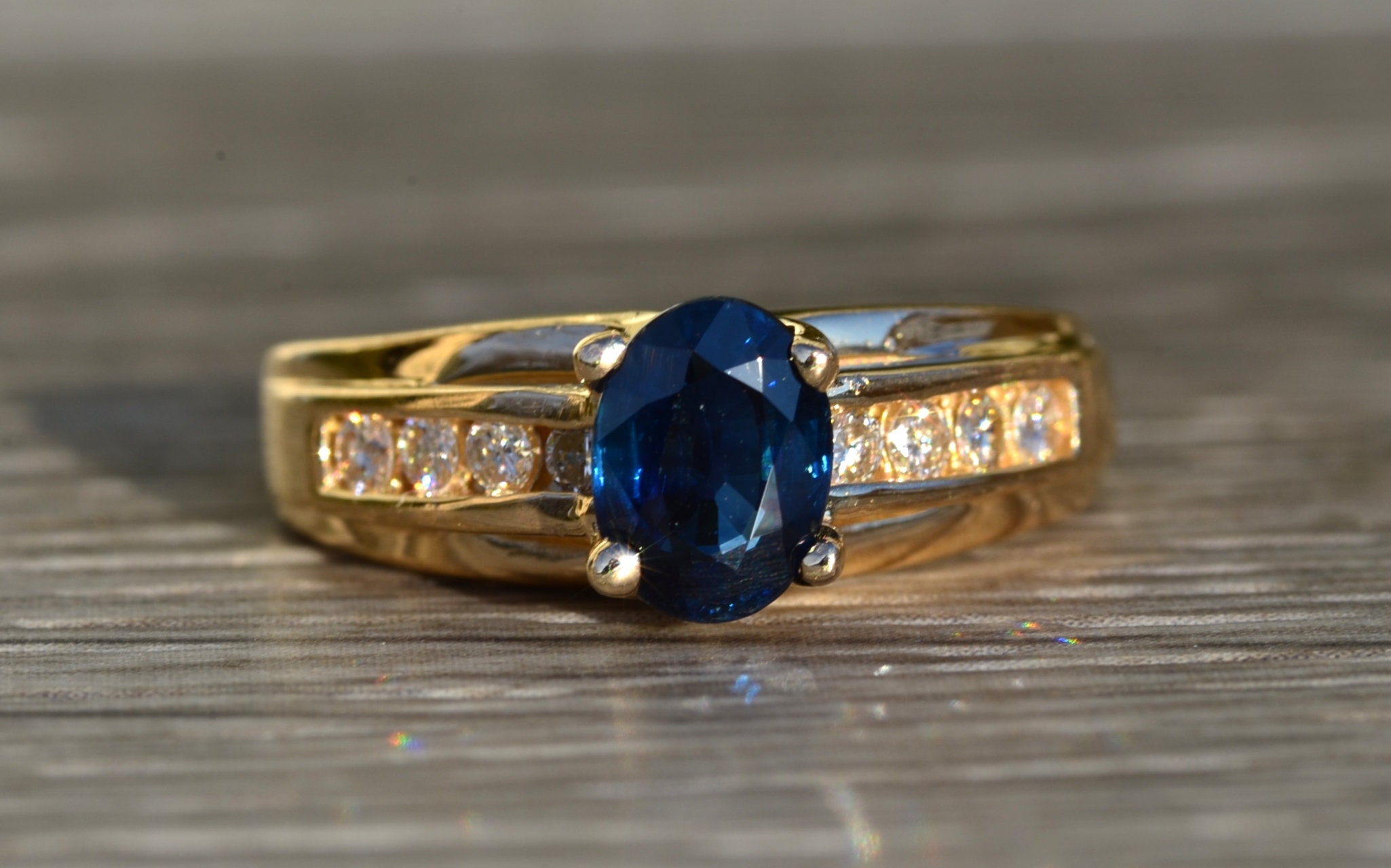SOLD - The Piperton: Ladies 14K Engagement Ring set with Sapphire and Diamonds - Image 2