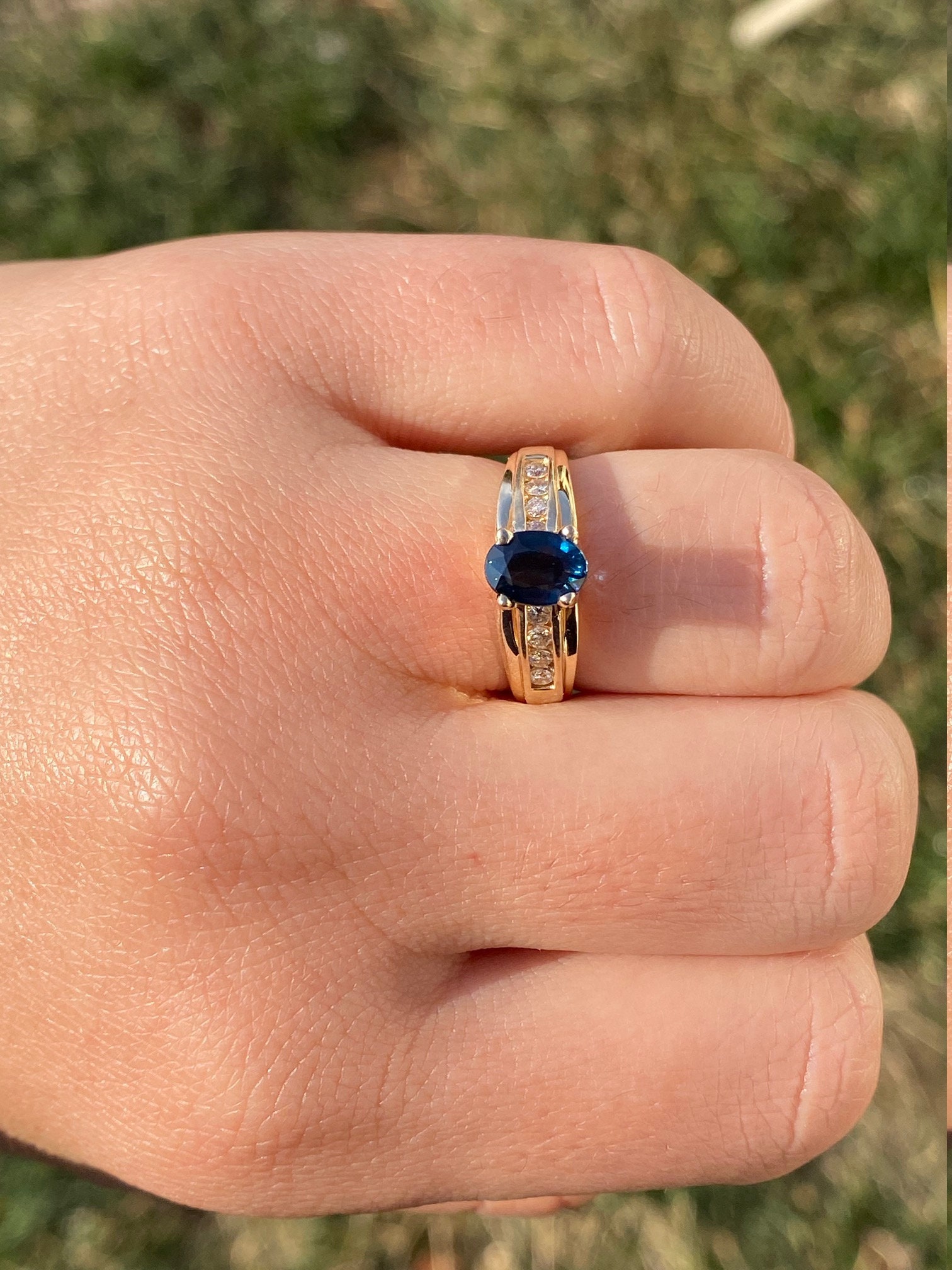 SOLD - The Piperton: Ladies 14K Engagement Ring set with Sapphire and Diamonds - Image 10