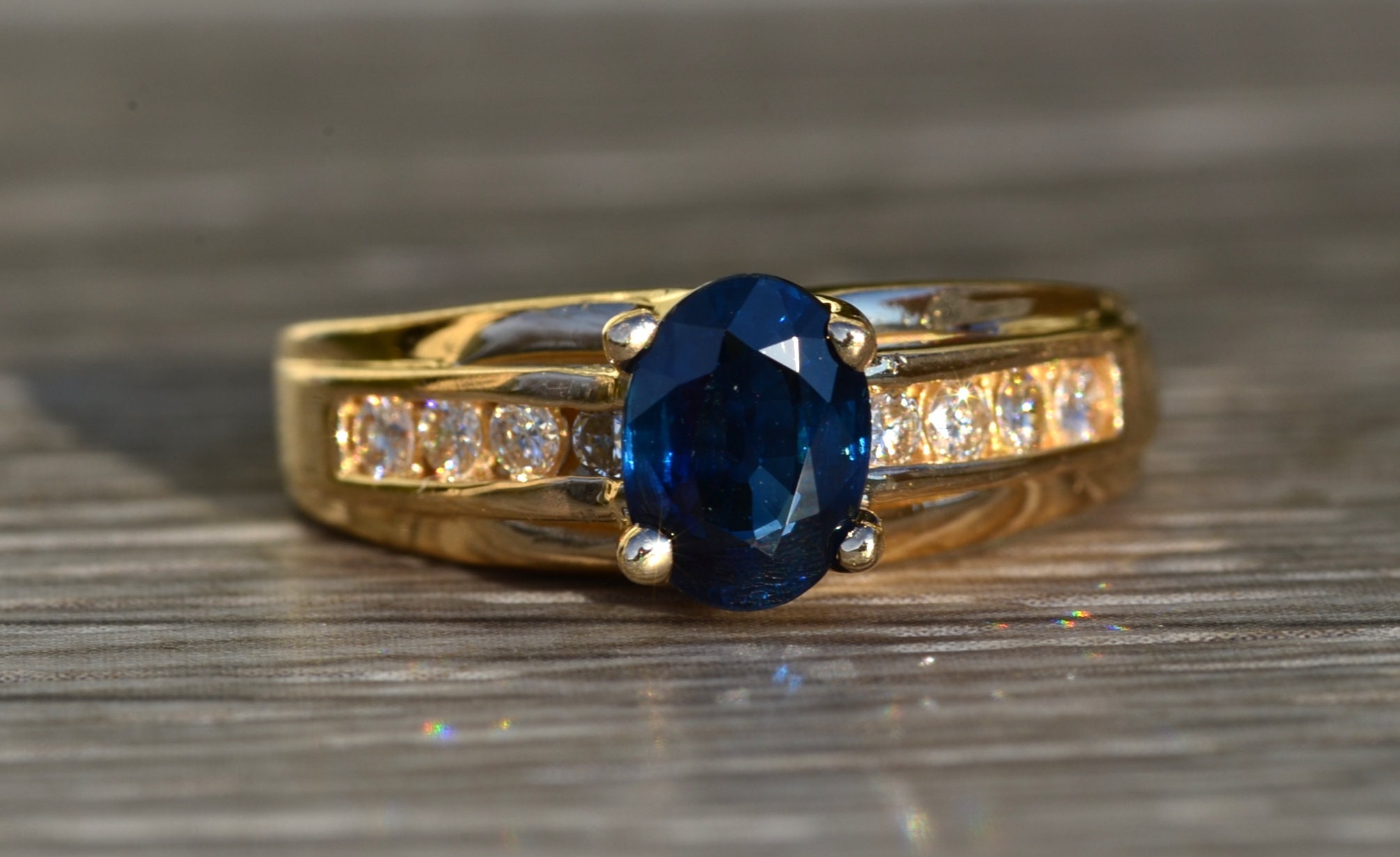 SOLD - The Piperton: Ladies 14K Engagement Ring set with Sapphire and Diamonds - Image 7