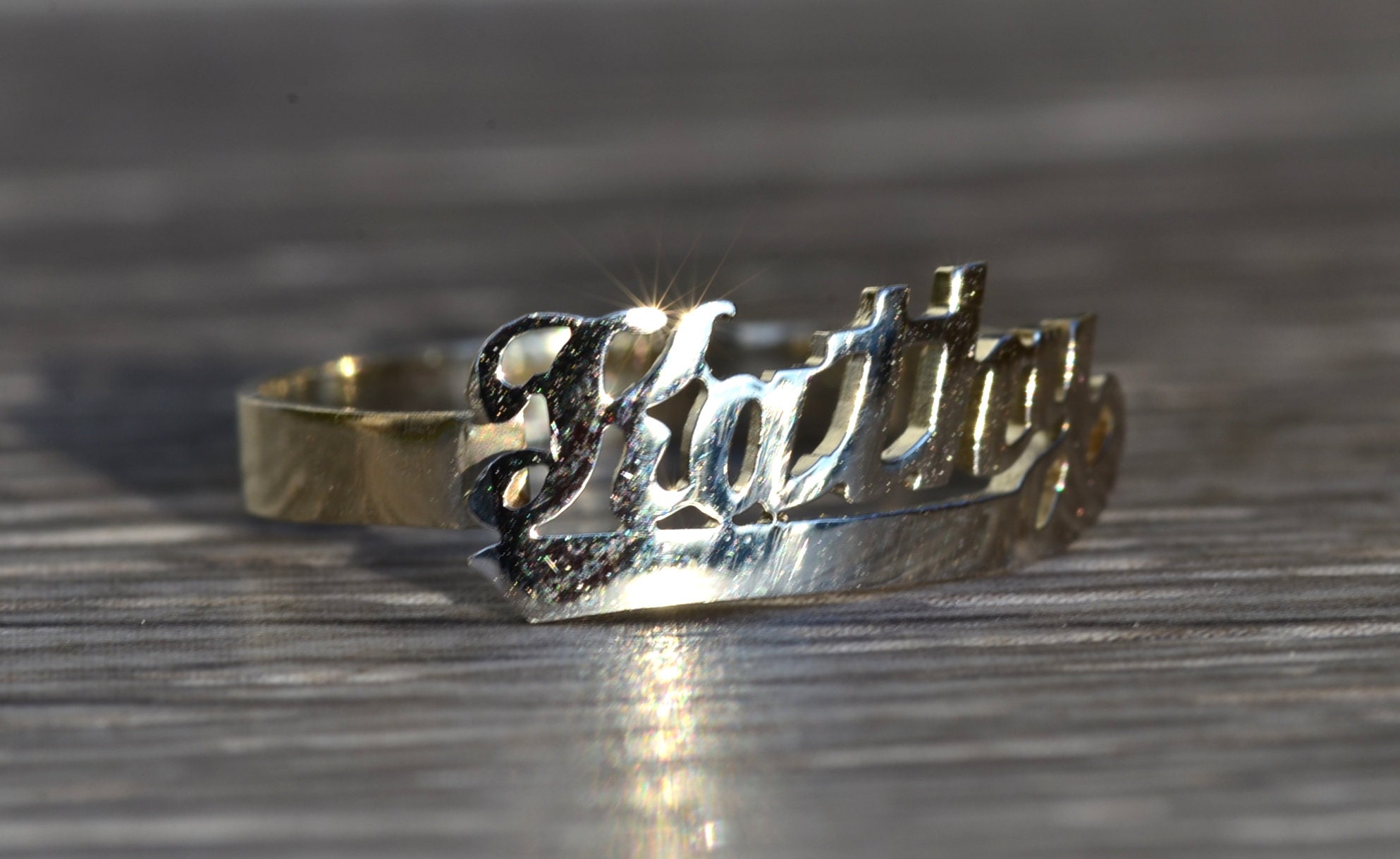 SOLD - The Kathy: Ladies 14K White Gold Kathy Name Cocktail Ring - Image 6