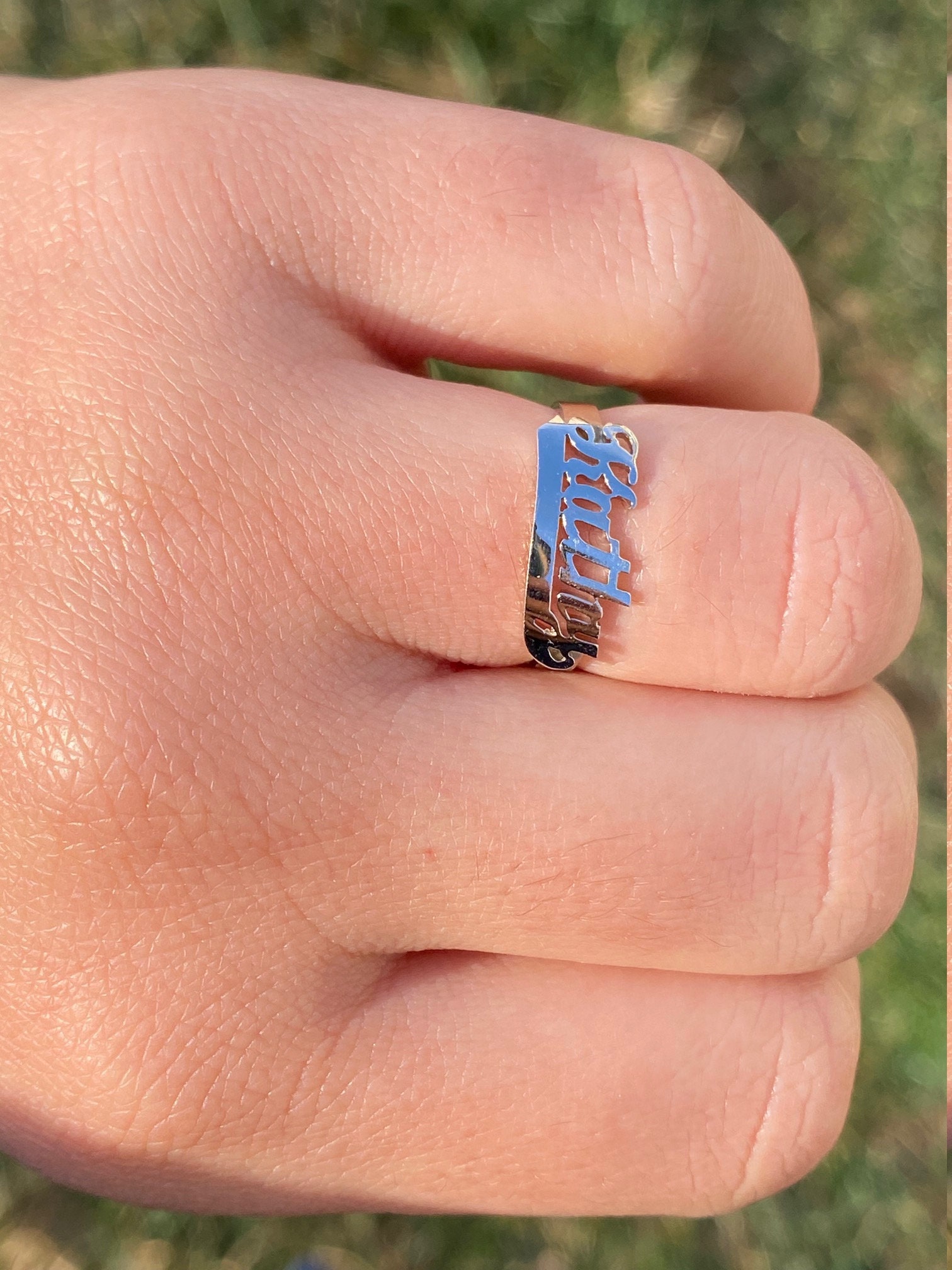 SOLD - The Kathy: Ladies 14K White Gold Kathy Name Cocktail Ring - Image 10