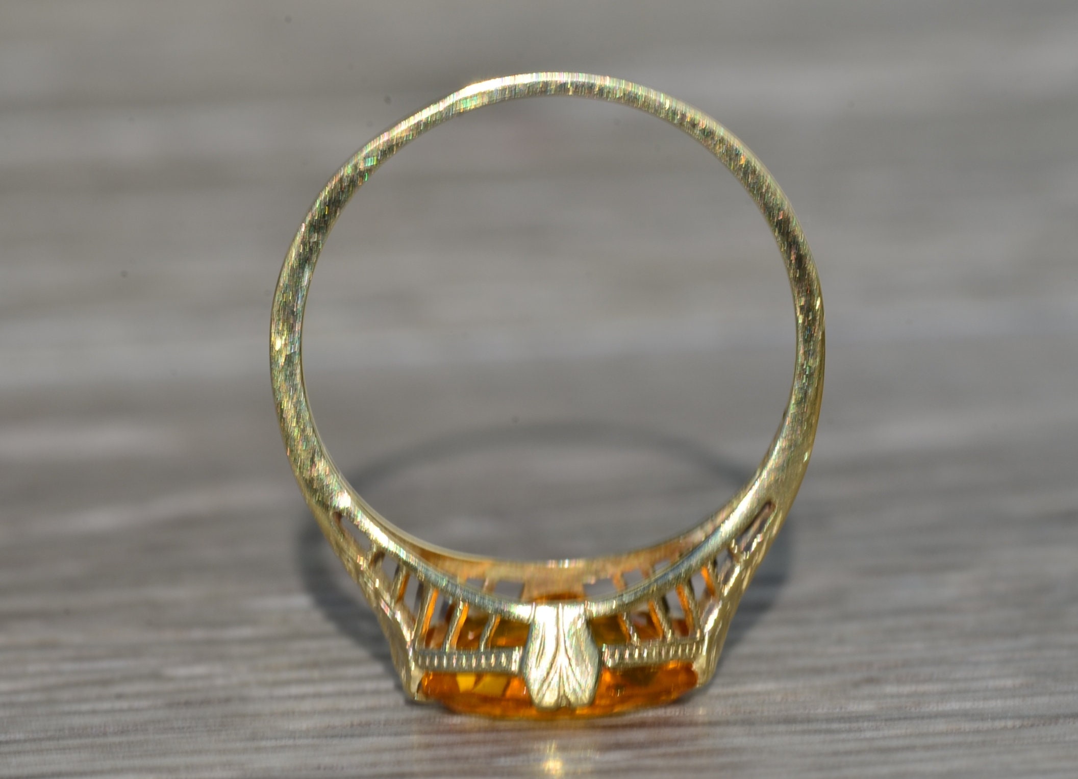 SOLD - The Trussville: Ladies Antique 14K Diffused Orange Sapphire Ring - Image 8