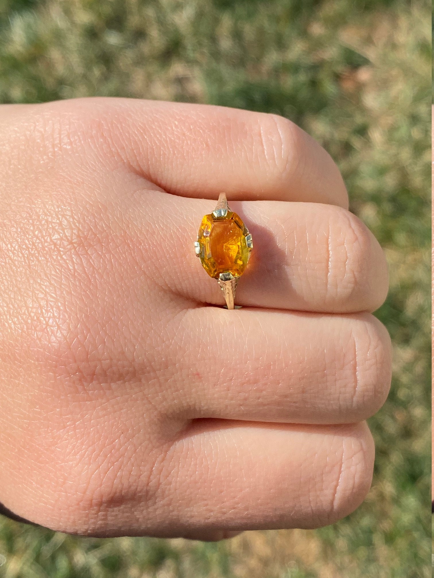 SOLD - The Trussville: Ladies Antique 14K Diffused Orange Sapphire Ring - Image 11