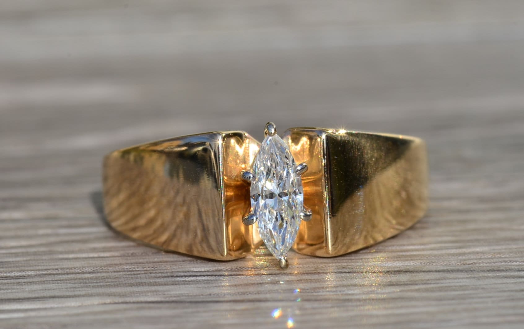 SOLD - The Oneonta: Ladies Engagement Style Ring set with 0.36 CT Marquise Diamond - Image 2