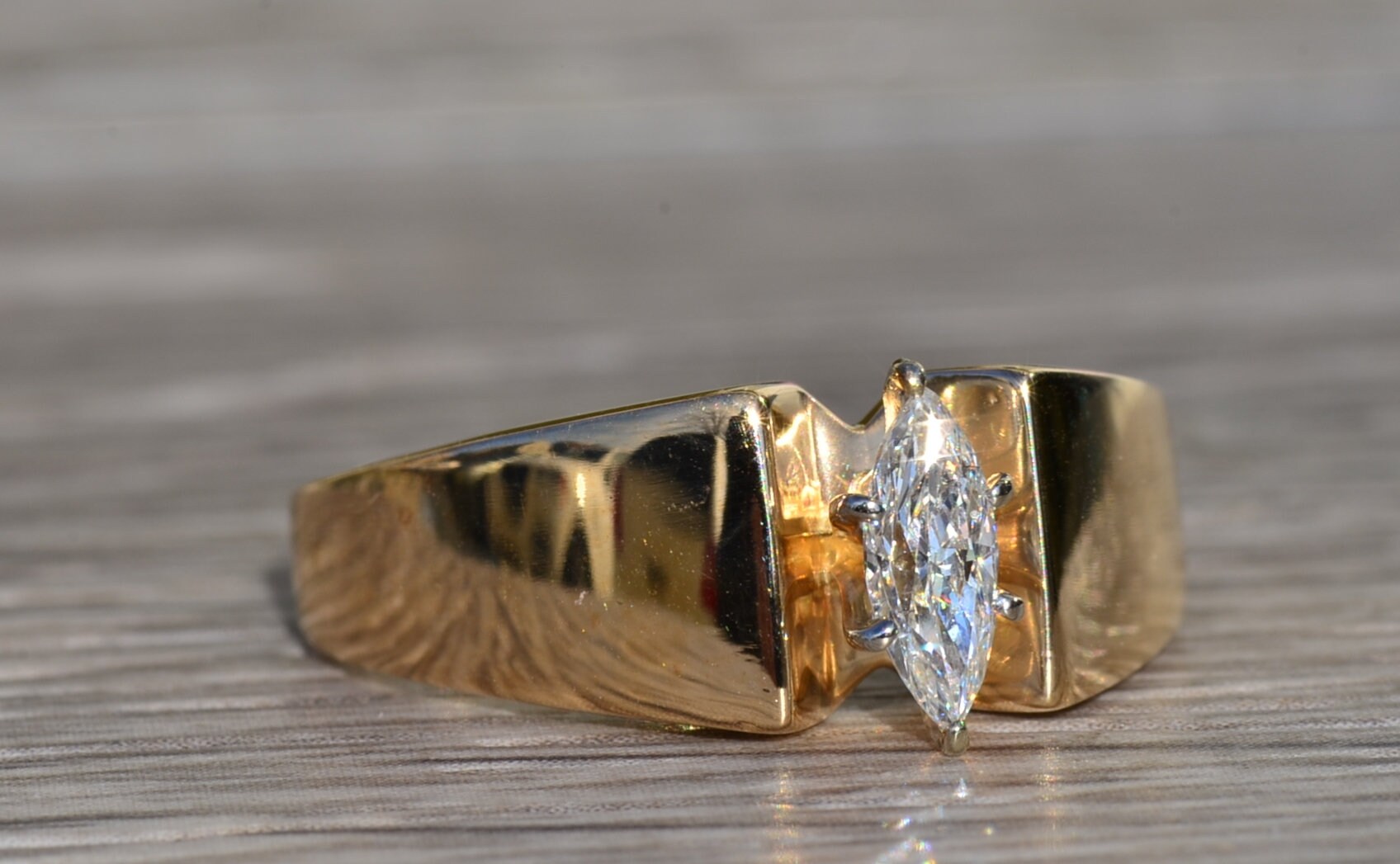 SOLD - The Oneonta: Ladies Engagement Style Ring set with 0.36 CT Marquise Diamond - Image 3