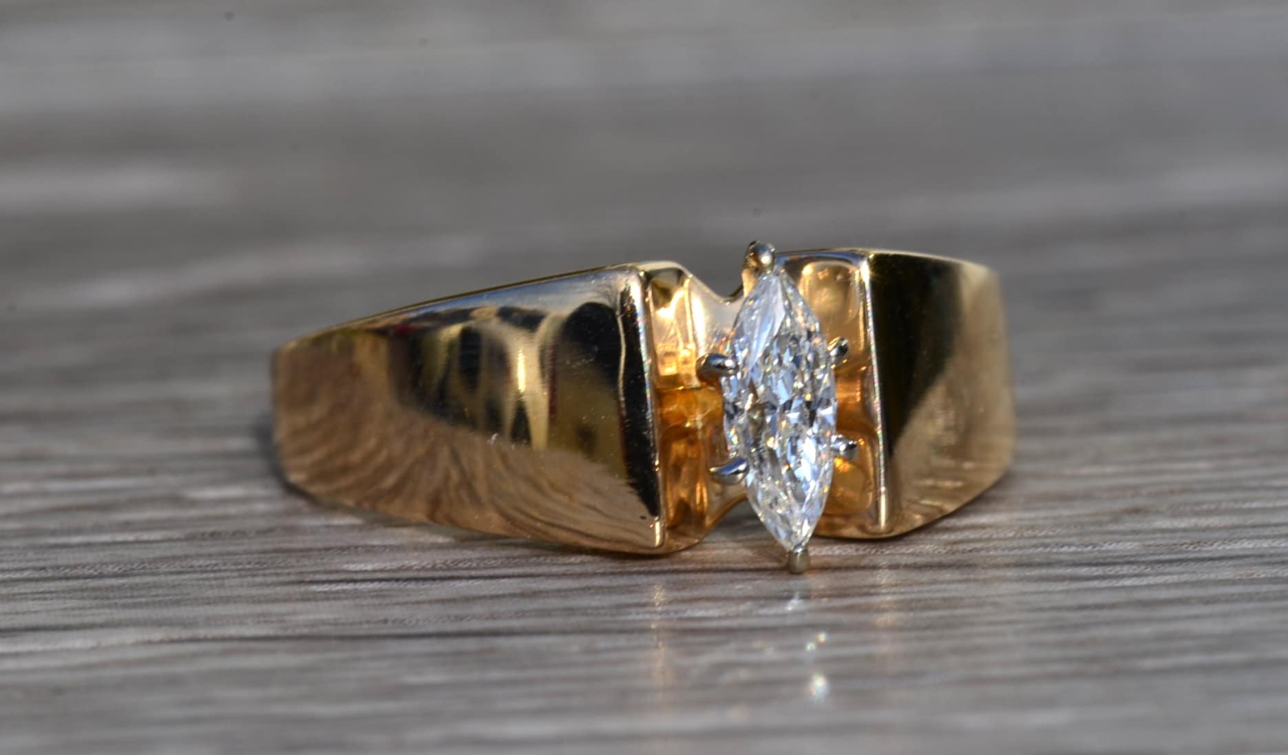 SOLD - The Oneonta: Ladies Engagement Style Ring set with 0.36 CT Marquise Diamond - Image 6